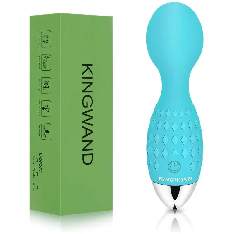 Mini Wand Massager - Portable Small Cordless Waterproof Handheld Massager for Body Hand Neck Foot Massage - Electric Rechargeable Powerful Vibrating (Blue) - buysextoyth