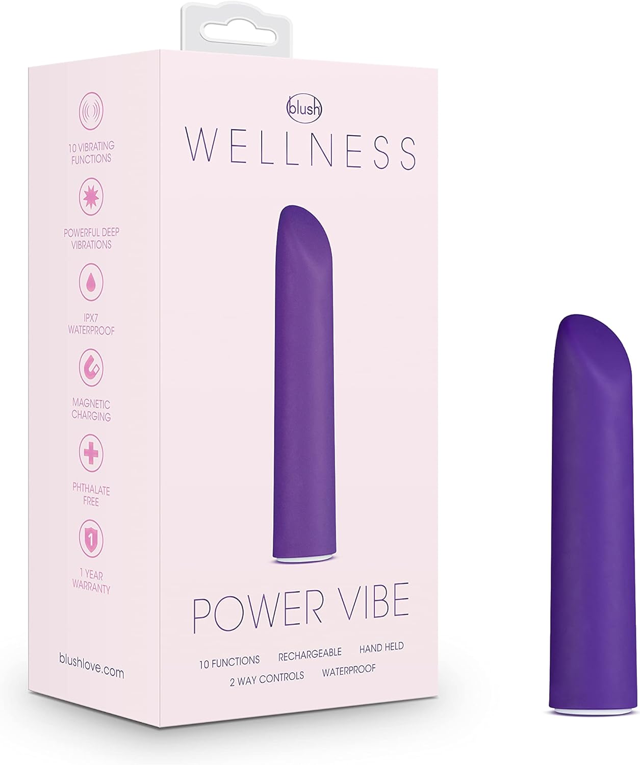 Blush Wellness Dual Sense - Innovative Touch Sensitive Ultra Soft Silicone Massage Wand - Target Sore Muscles- 10 Powerful Rumbly Vibration Functions On Both Ends of Massager - IPX7 Waterproof - buysextoyth