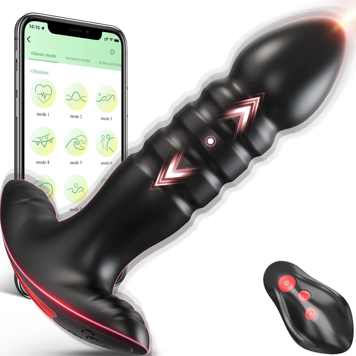 Anal Plug Vibrator with App Control Sex Toy for Men Women - Prostate Massager with 7 Thrusting & Vibrating Modes Adult Anal Vibrator Butt Stimulator Plug for Male Female (Black) - buysextoyth