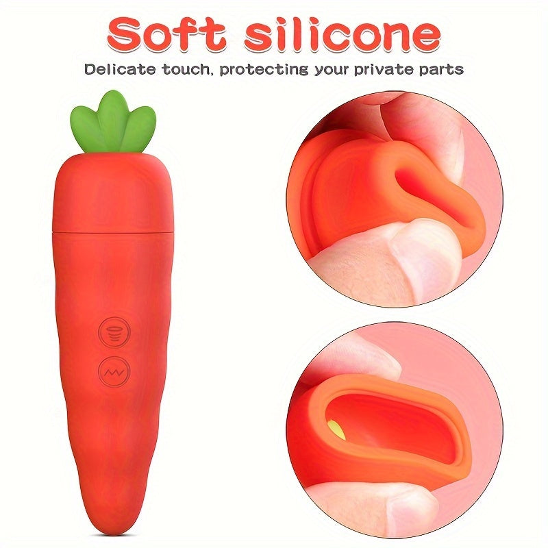Fairykiss Carrot-Shaped Female Vibrator With 10 Vibration & Sucking Modes. Rechargeable Lithium Battery. Waterproof Silicone Clitoris And G-Spot Stimulator With Suction Cup For Hands-Free Play - buysextoyth