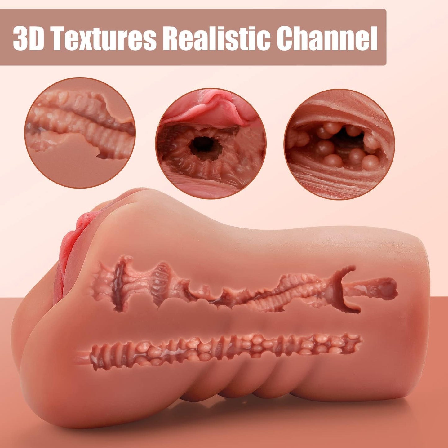 2 in 1 Male Masturbators with 3D Realistic Textured Pocket Pussy and Tight Anus Sex Stroker.Sex toys Adult Toy.Men's Blowjob Anal Play - buysextoyth