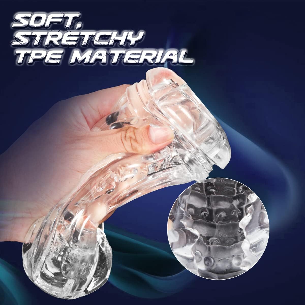Manual Sucking Extrusion Male Masturbators. Portable Transparent Pocket Pussy Stroker with Vagina Textured Blowjob Sex Toys Penis TPE Masturbation Sleeve for Men - buysextoyth