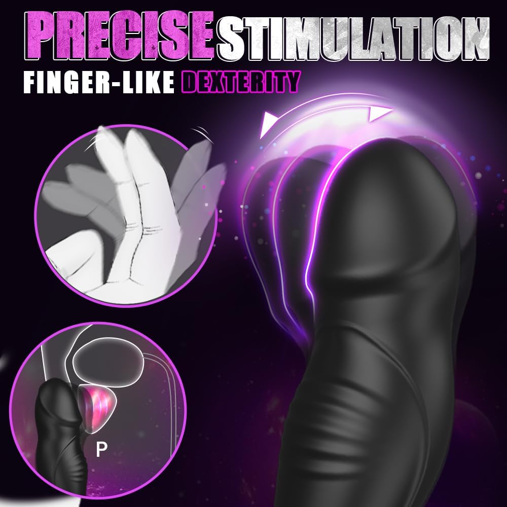Wiggling Anal Vibrator Prostate Massager with Cock Ring. 9 Swing Thrusting & Vibrating Remote Control Anal Plug Dildo Shaped. Adult Male Sex Toys for Beginner&Advanced Player Gay Toy for Men Couples - buysextoyth