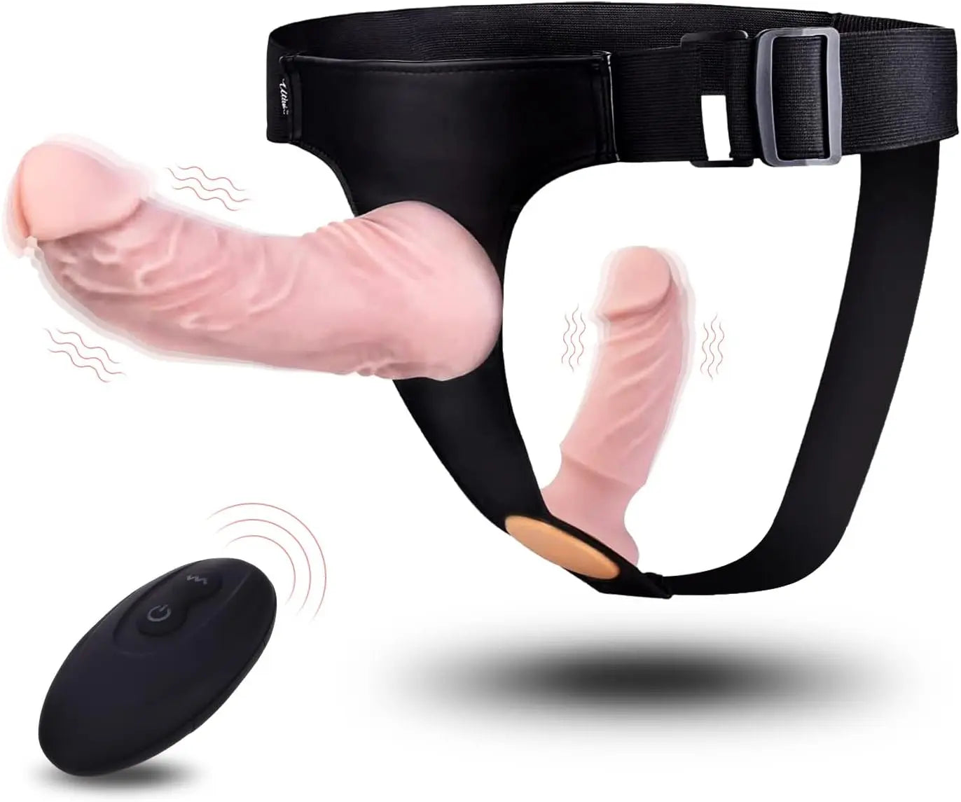 Harness Strap-On Vibration Realistic Dildos with 10 Strong Modes 2 Dildos Silicone Anal G-spot Stimulation Adjustable Strapless Sex Toys for Female Couple Lesbian | Remote Control - buysextoyth