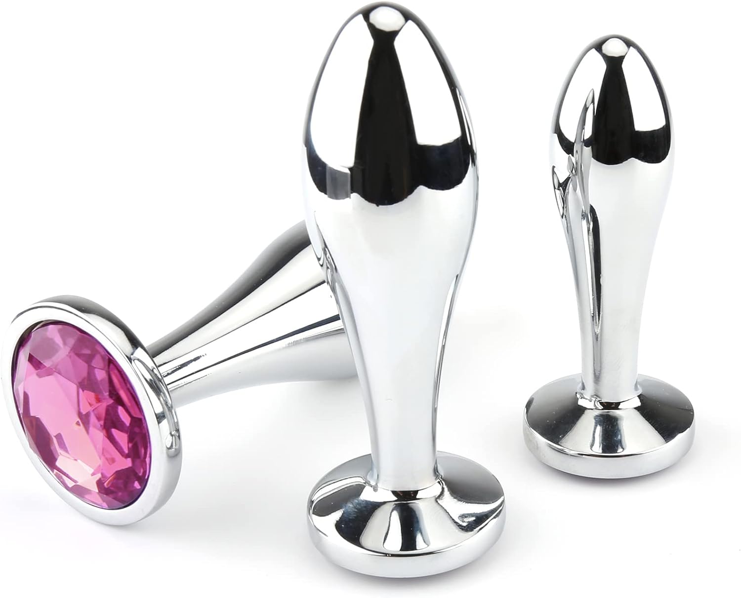 Anal Butt Plug. 3Pcs Set Metal Anal Butt Plug Sex Toy with Crystal Diamond Beginner Anal Toy for Adult Unisex (Pink) - buysextoyth