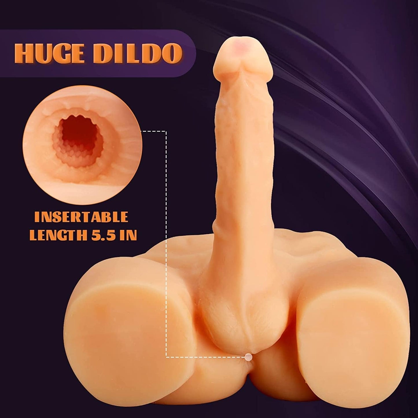Men's Penis Torso Doll Female Sex Love Doll with Realistic Huge Dildo and Tight Anal for Women Masturbation Couple Sex Fun (11 x 8.2 x 4.7 Inches) - buysextoyth