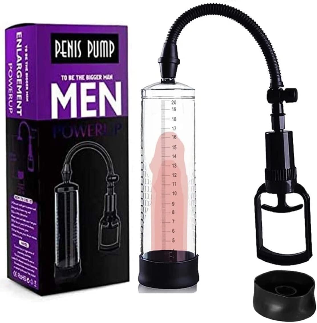 Men's Vacuum Pump Plus Pump Men's Enhanced Growth Pump 118511T Pen Cup Stable Professional Set Solid Vacuum Pump Home Performance Pump (Transparent/BB) - buysextoyth