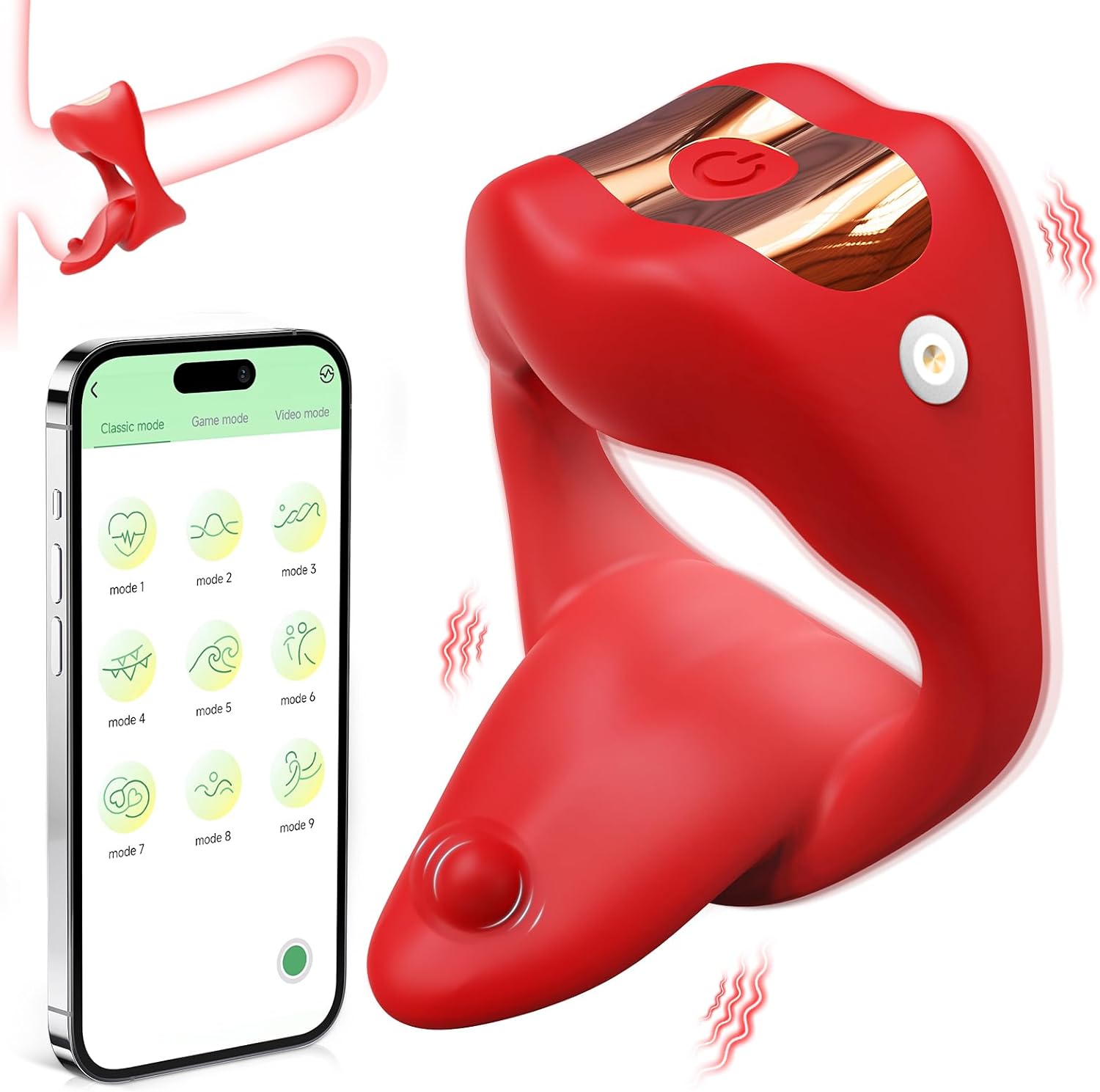 Vibrating Cock Ring Sex Toys for Men. Penis Ring Tongue Design with 9 Vibration Modes. Adult Toys Vibrator with APP Control. Male Couples Sex Toys Clitoral Vibrator. Adult Sex Toys & Games for Couple - buysextoyth