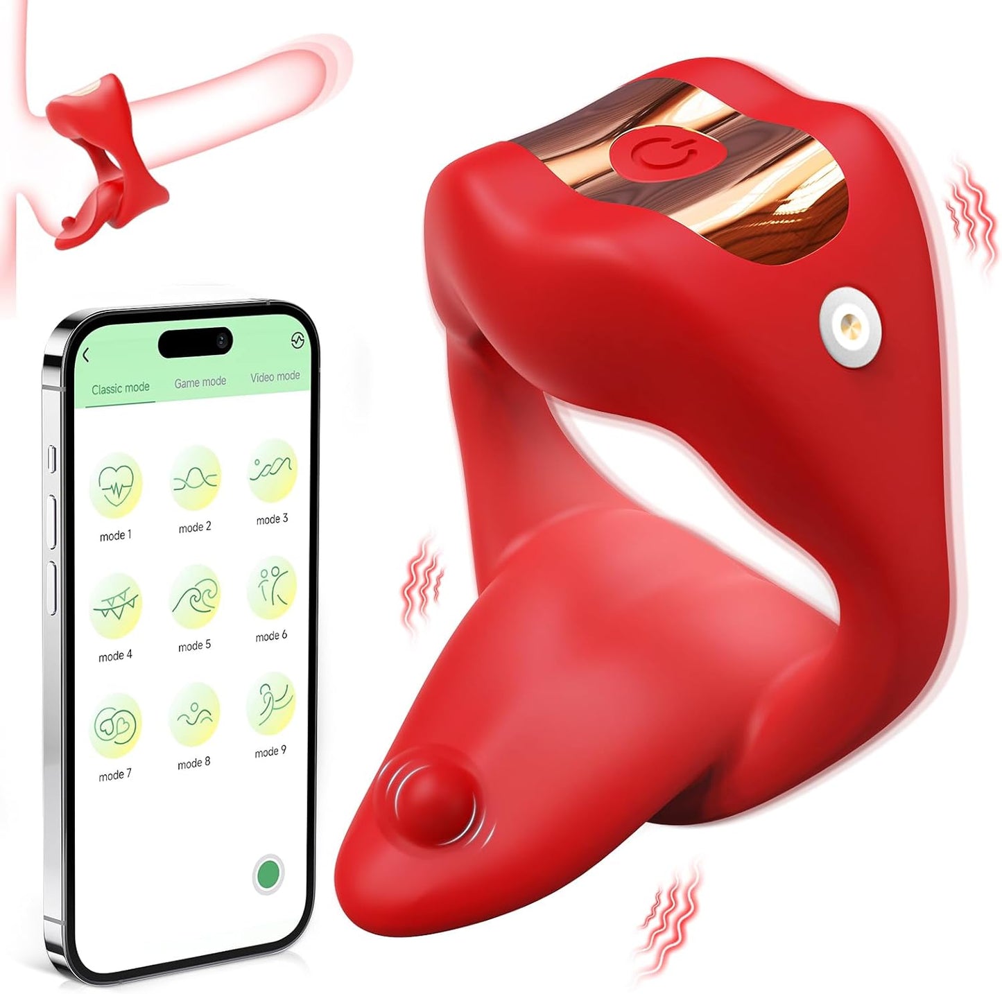 Vibrating Cock Ring Sex Toys for Men. Penis Ring Tongue Design with 9 Vibration Modes. Adult Toys Vibrator with APP Control. Male Couples Sex Toys Clitoral Vibrator. Adult Sex Toys & Games for Couple - buysextoyth