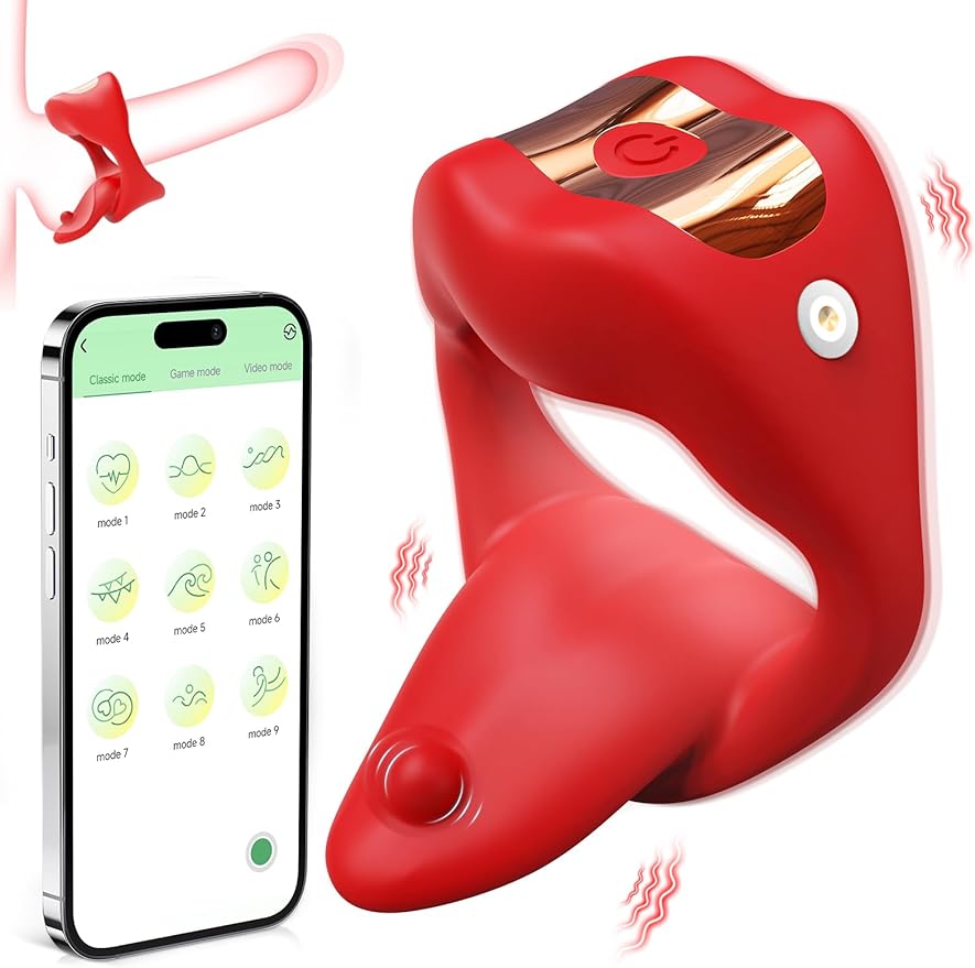 Vibrating Cock Ring Sex Toys for Men. Penis Ring Tongue Design with 9 Vibration Modes. Adult Toys Vibrator with APP Control. Male Couples Sex Toys Clitoral Vibrator. Adult Sex Toys & Games for Couple - buysextoyth