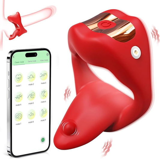 Vibrating Cock Ring Sex Toys for Men. Penis Ring Tongue Design with 9 Vibration Modes. Adult Toys Vibrator with APP Control. Male Couples Sex Toys Clitoral Vibrator. Adult Sex Toys & Games for Couple - buysextoyth