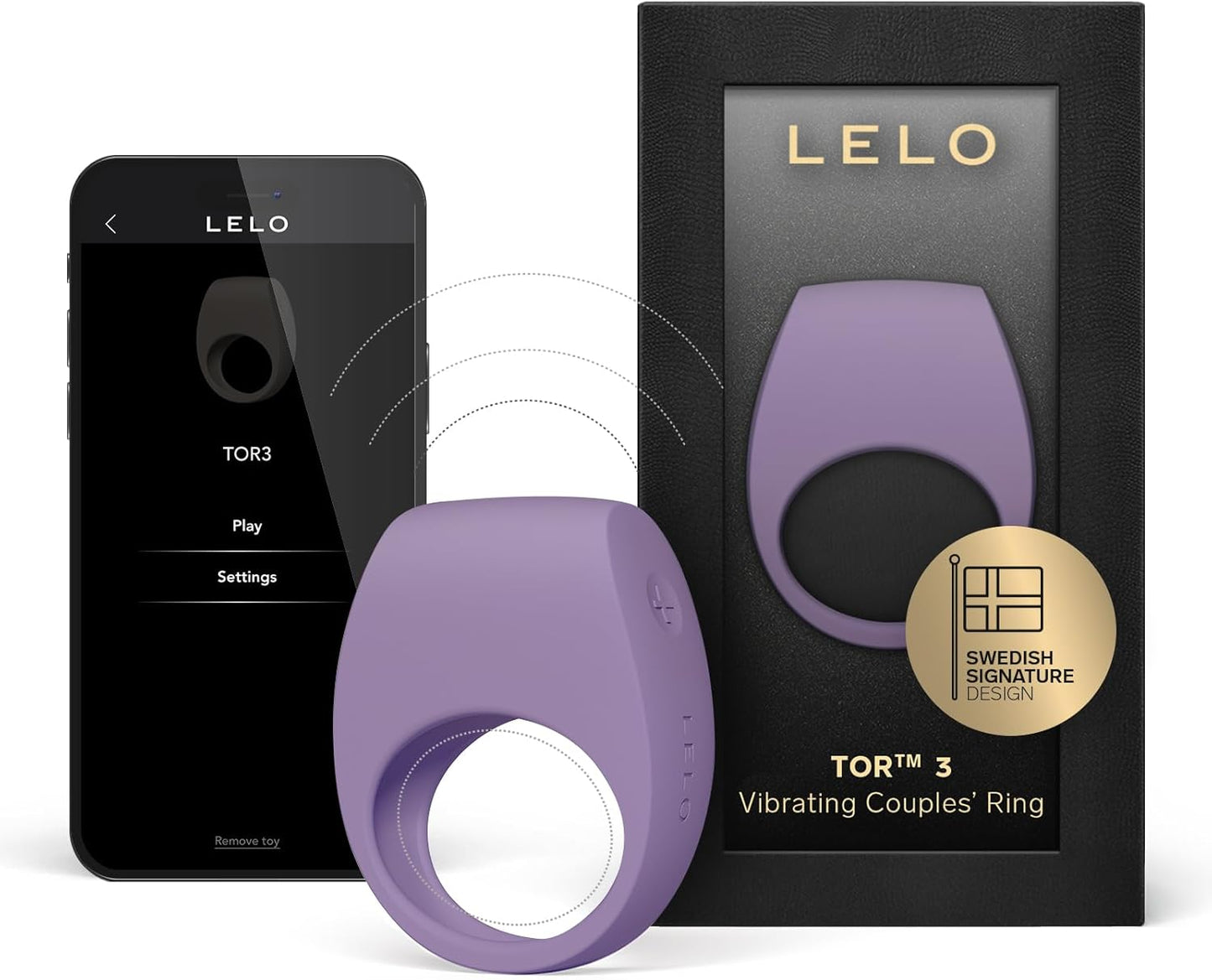 LELO TOR 3 Vibrating Penis Ring App Connected Adult Toy for Man and Woman. Couples Sex Toy with 8 Pleasure Settings for Enhanced Sensation. Silicone Cock Ring. Base Blue - buysextoyth