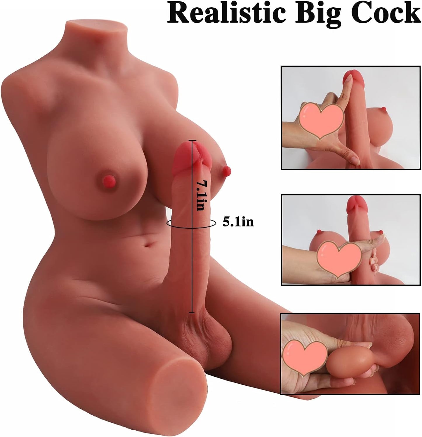 Sex Doll Shemale Torso with Realistic Dildo Breasts and Anal Sex. Transsexual Sex Doll Adult Love Doll for Men Women Couple Unisex Wheat - buysextoyth
