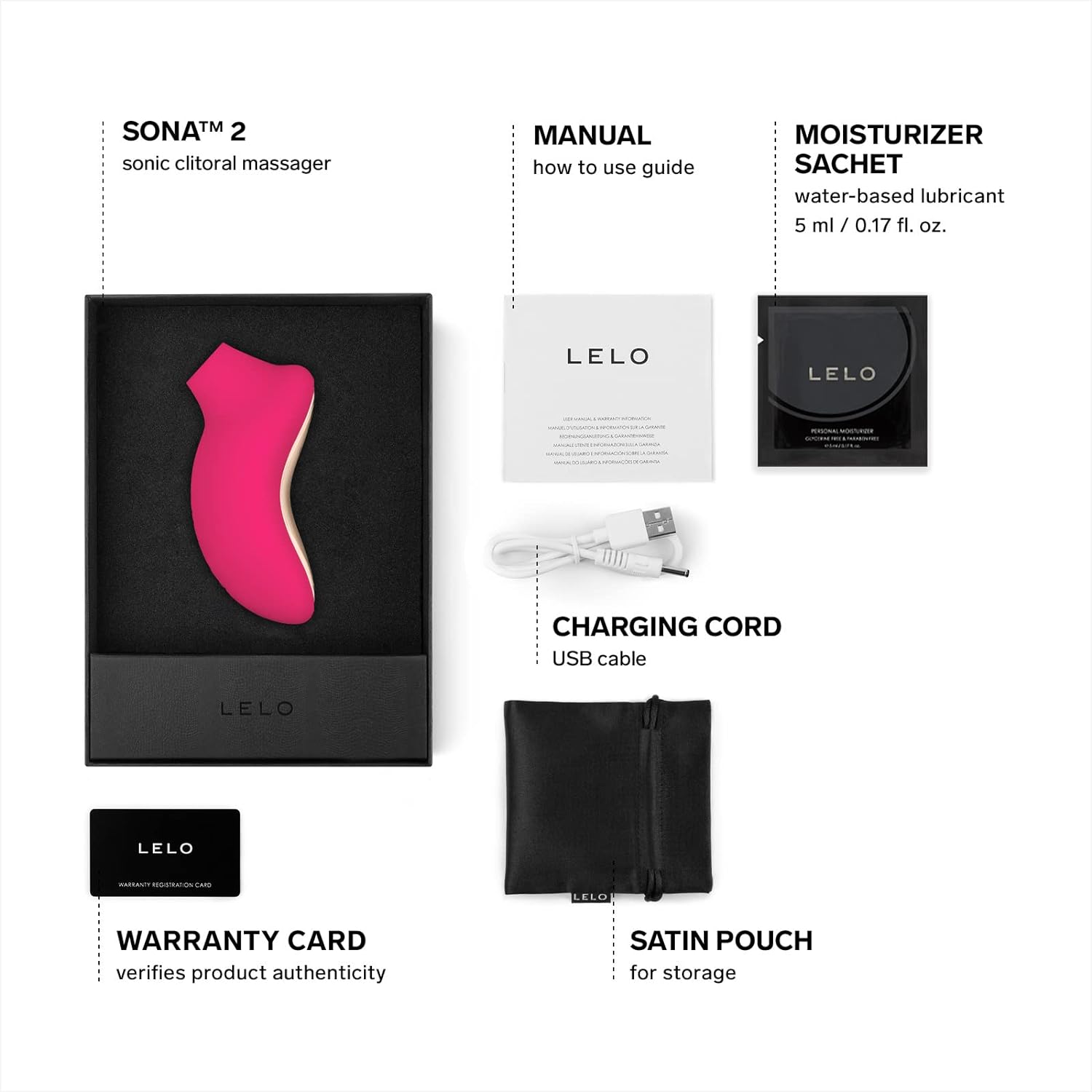 LELO SONA 2 Sonic Waves Clit Sucker. Waterproof Clit Vibrator Oral Stimulator Vibrator for Women for Deeper Satisfaction. Cerise - buysextoyth