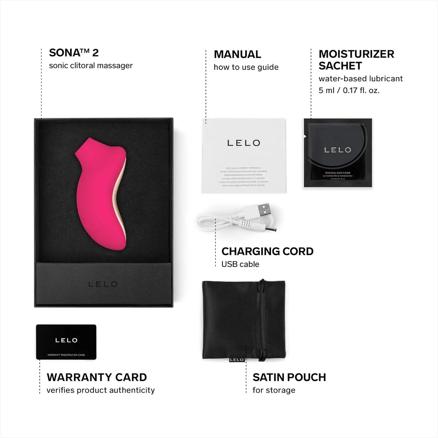 LELO SONA 2 Sonic Waves Clit Sucker. Waterproof Clit Vibrator Oral Stimulator Vibrator for Women for Deeper Satisfaction. Cerise - buysextoyth