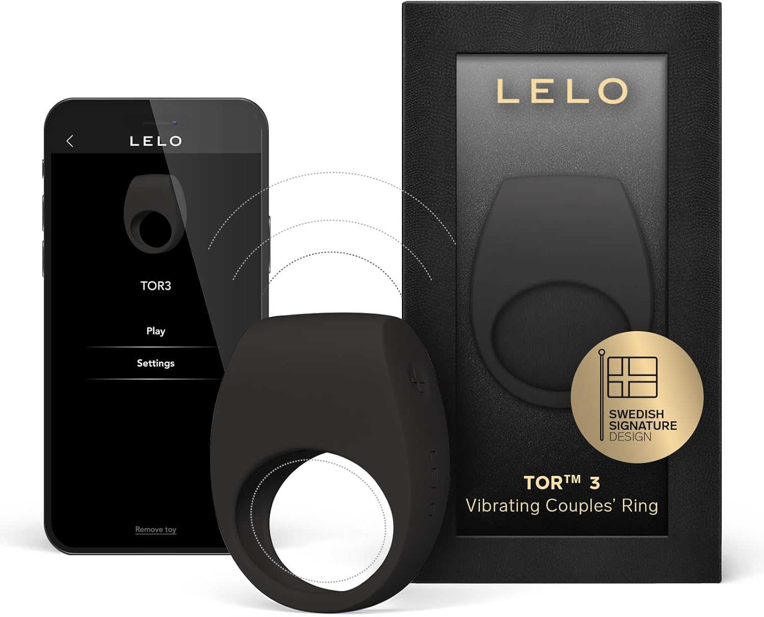 LELO TOR 3 Vibrating Penis Ring App Connected Adult Toy for Man and Woman. Couples Sex Toy with 8 Pleasure Settings for Enhanced Sensation. Silicone Cock Ring. Base Blue - buysextoyth