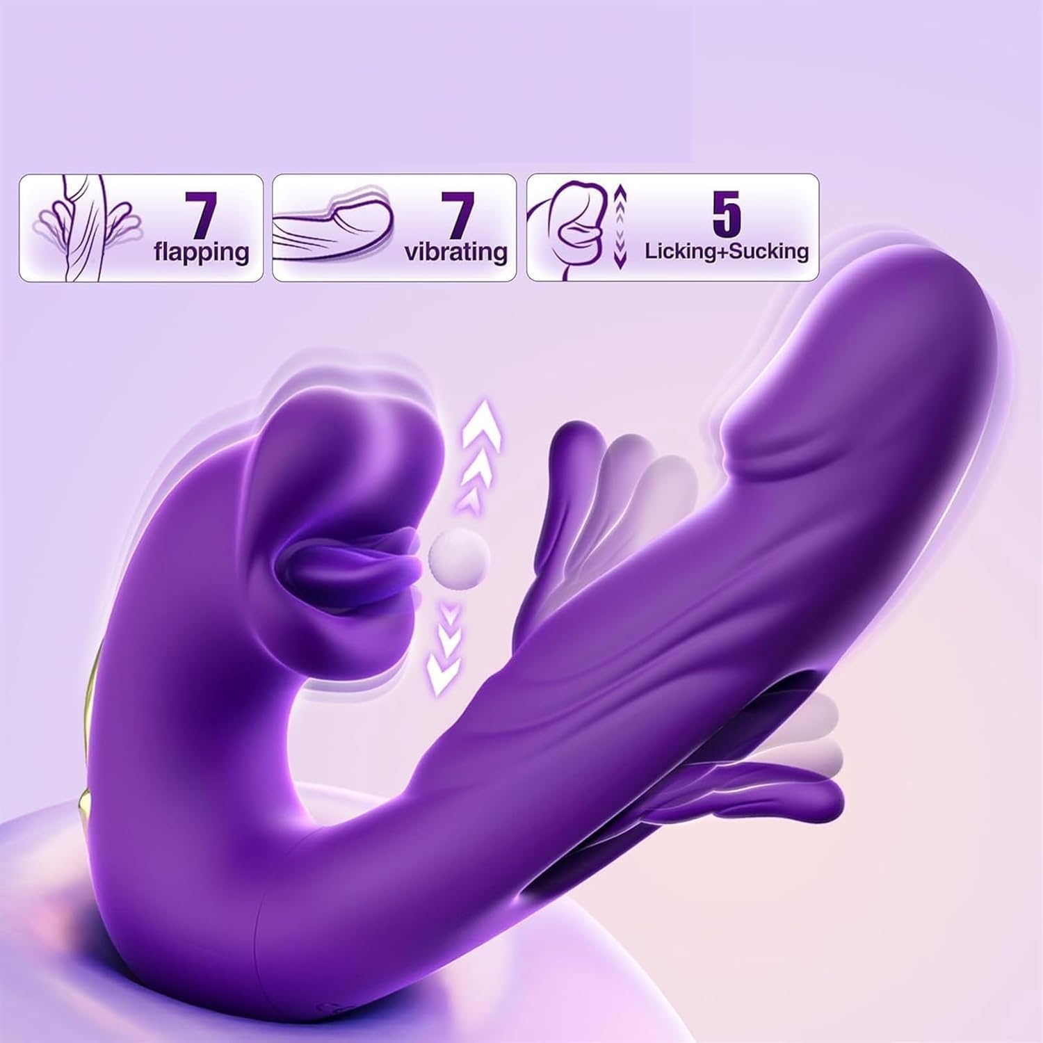 3 in 1 Tongue Licking Finger Flapping G Spot Dildo Vibrator Sex Toys for Women Clitoral Stimulation Massager Adults Masturbator - buysextoyth
