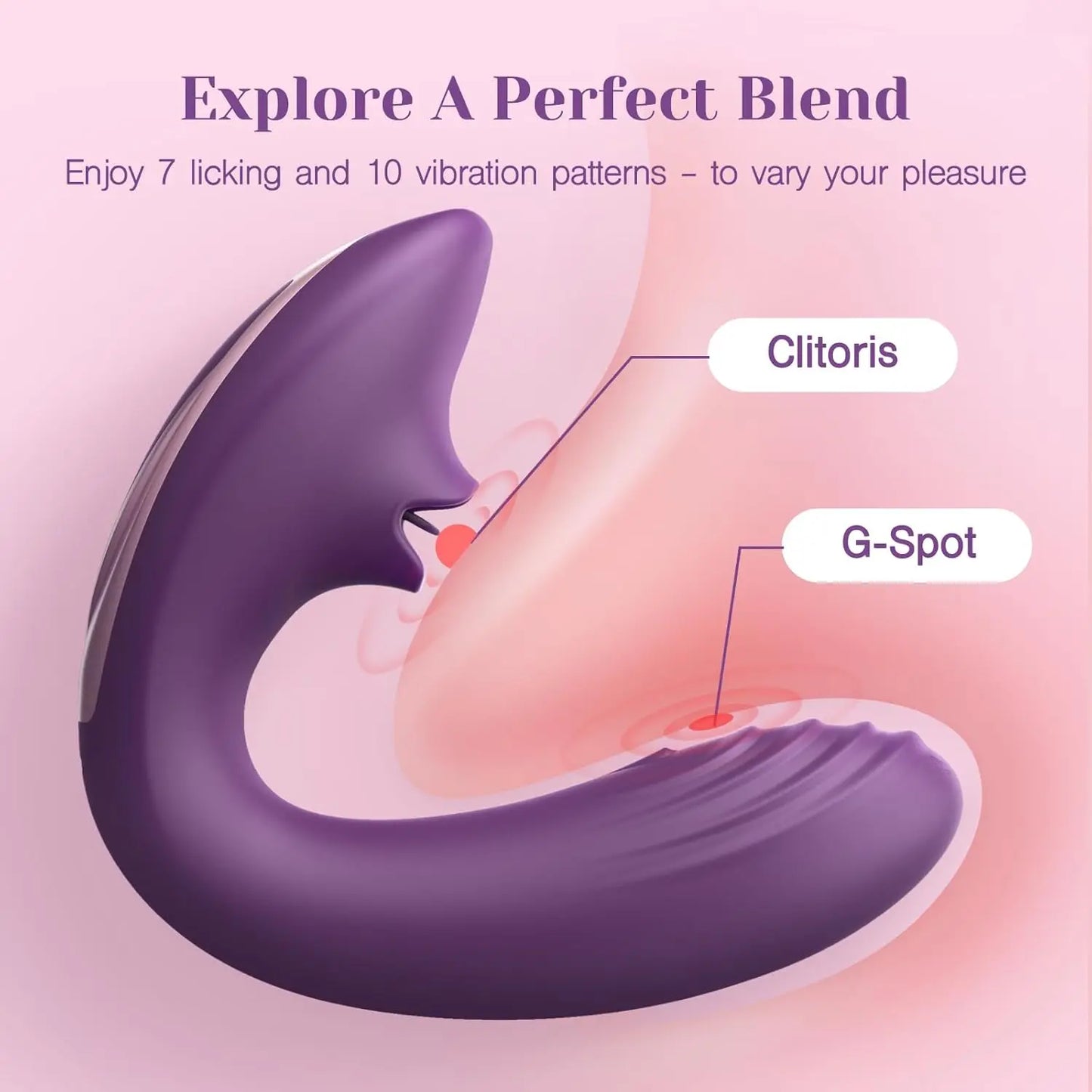 Tracy's Dog Clitoral Licking G Spot Vibrator. Tongue Adult Toys with Remote Control for Women Couple Play. Vibrating Sex Toy for Double Stimulation with 7 Licking & 10 Vibration Patterns. Purple - buysextoyth