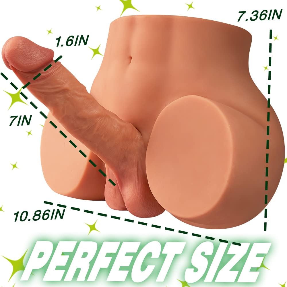 10.5 LB 2 in1 Torso Male Sex Doll with Realistic Dildo and Testis. Anal Male Masturbator with Tight Hole for Men Masturbation. Gohya Unisex Sex Toy for Couple Brown - buysextoyth