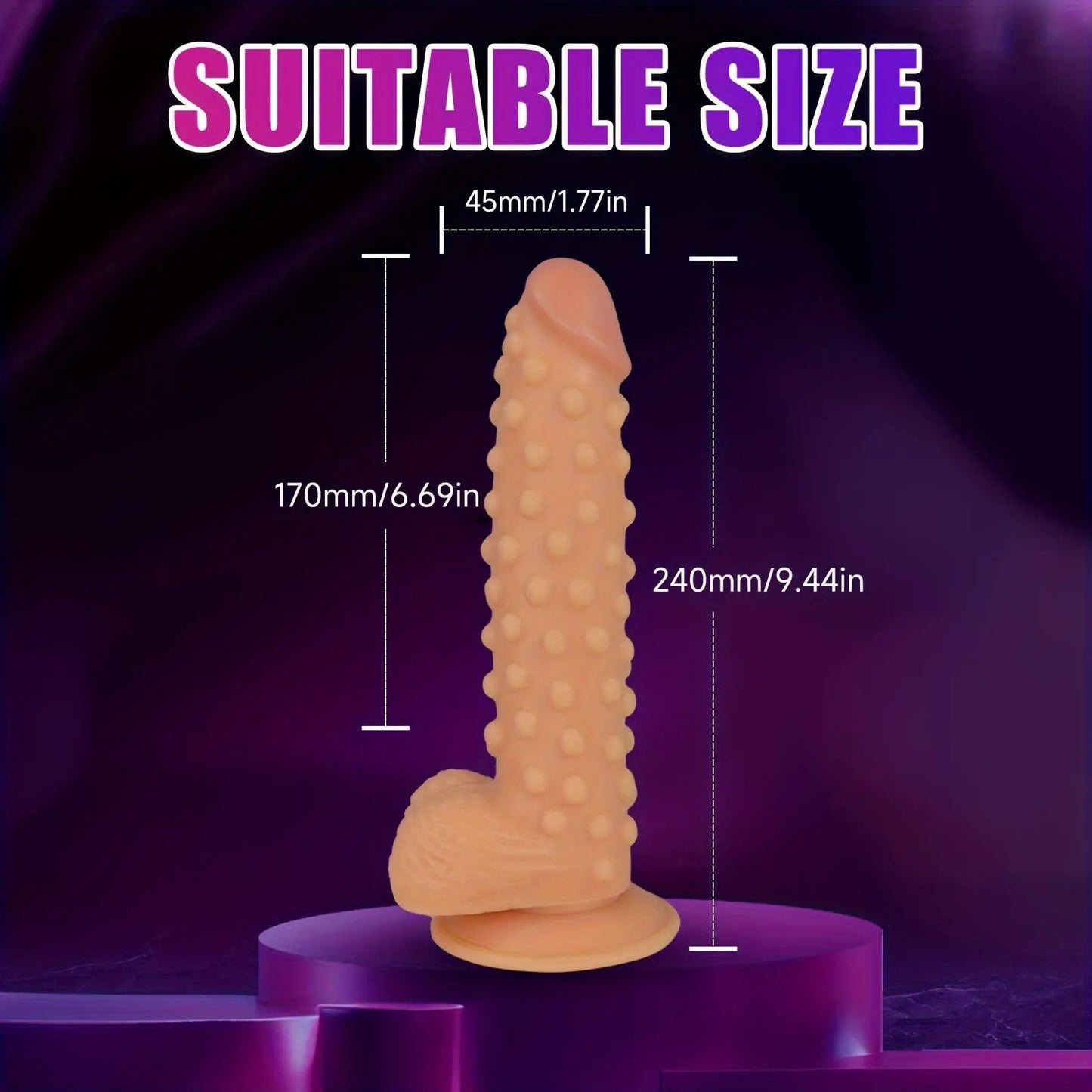 9.44 Realistic Dildo with Large Beads - Waterproof. Latex-Free. Suction Cup for Hands-Free Play. G-Spot & Anal Stimulation Sex Toy for Women and Couples - buysextoyth