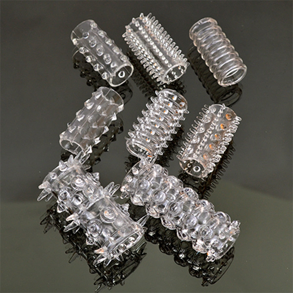 6PCS Penis Extender Erection Condoms Reusable Penis Sleeve Dick Enlargement Sex Toys Cock Ring for Men Delayed Ejaculation Toys - buysextoyth