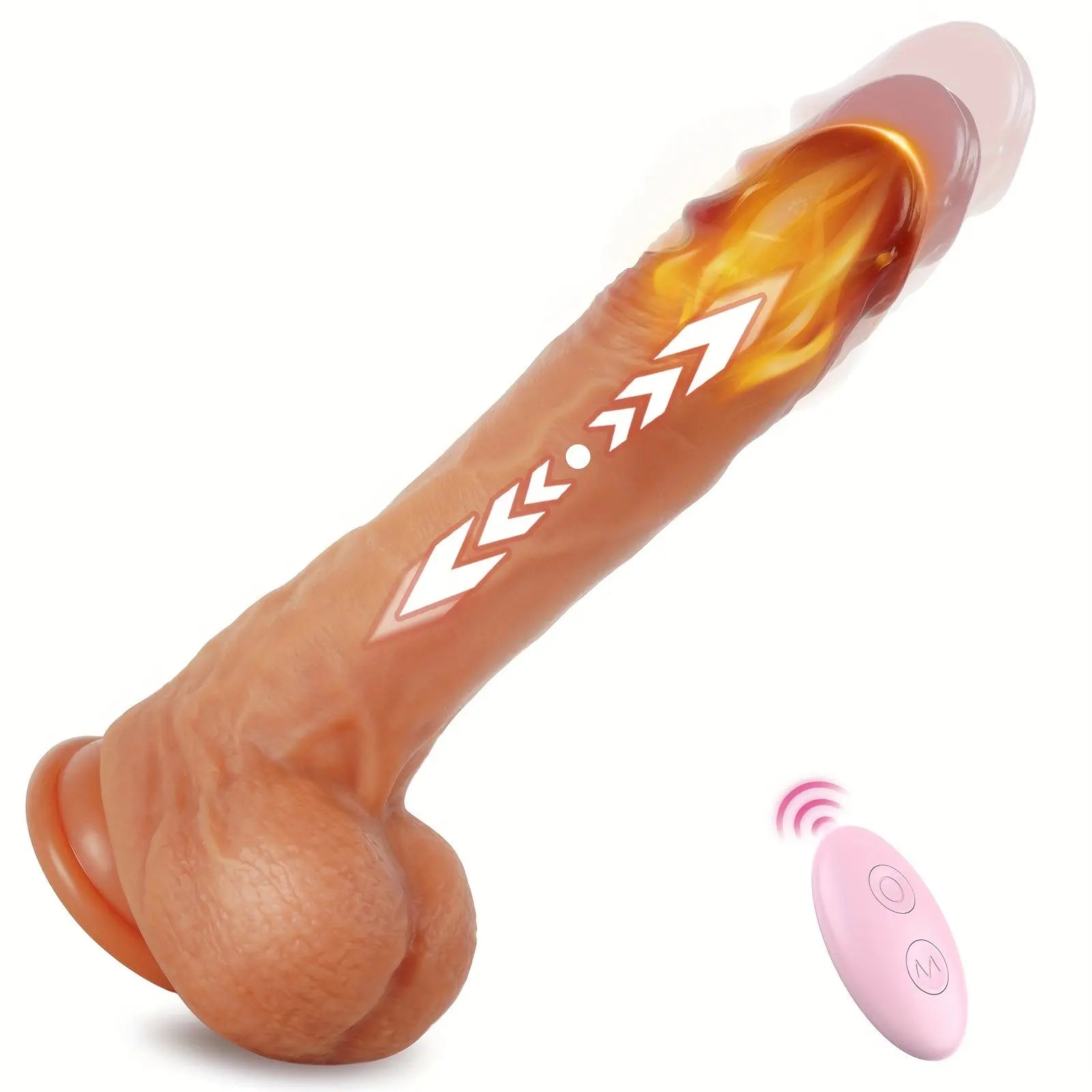 Thrusting Dildo Vibrator Sex Toys - 8.8 3IN1Heated Realistic G-Spot Anal Vibrating Dildo with 3 Telescopic & 5 Vibration Modes Adult Toy. Strap on Thick Silicone Dildos for Women Couples - buysextoyth