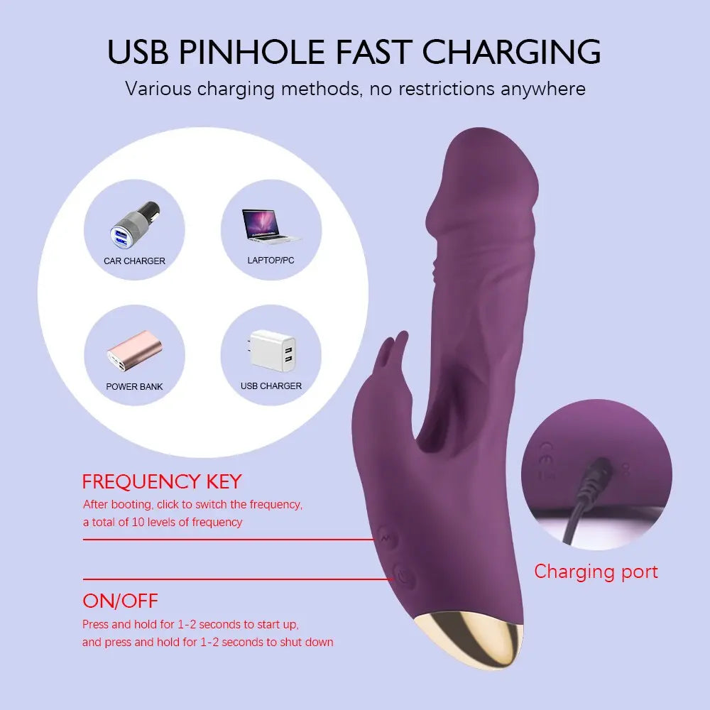 7 Speed Vibrator ช่องคลอดหญิง Ejaculation นวด G -Spot Vibrator Clitoris กำจัดกระตุ้นผู้หญิงสำเร็จความใคร่ของเล่น - buysextoyth