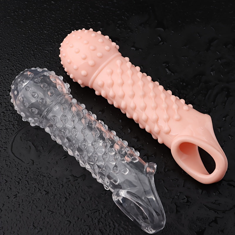 2pcs Penis Enhancer Sleeves with Stretch G-Spot Stimulation - Reusable Cock Ring & Nozzle for Men's Sexual Pleasure Sex Toy For Men Masturbating Sex Toy For Men Anal - buysextoyth