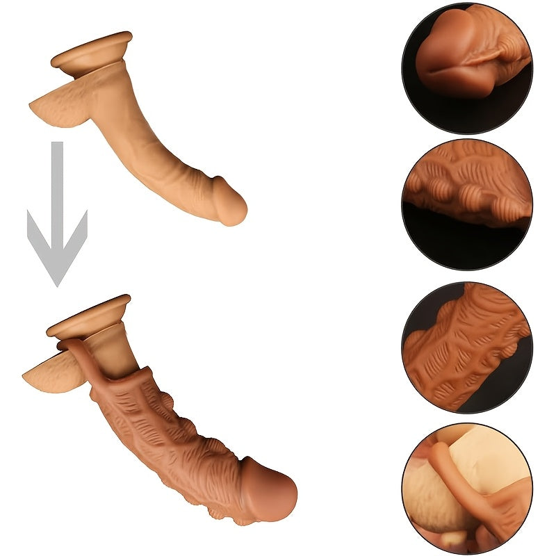 Penis Ring Enlargement Condom Cock Extender Ejaculation Delay Toy Soft Silicone Sleeve Adult 18 Sex Product For Men Gay - buysextoyth
