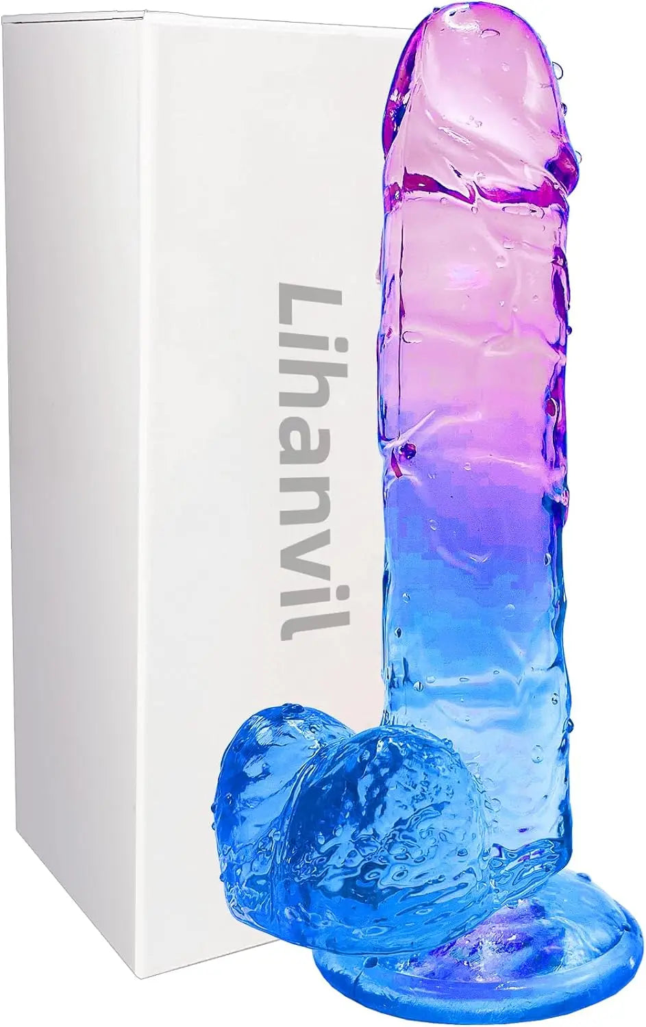 Realistic Dildo Clear Silicone 7.8 Red-Purple Gradient Adult Sex G-spot Dildo with Strong Suction Cup for Women Hand Free Play Flexible Soft Penis Dong. Toys for Vaginal and Anal Stimulation - buysextoyth