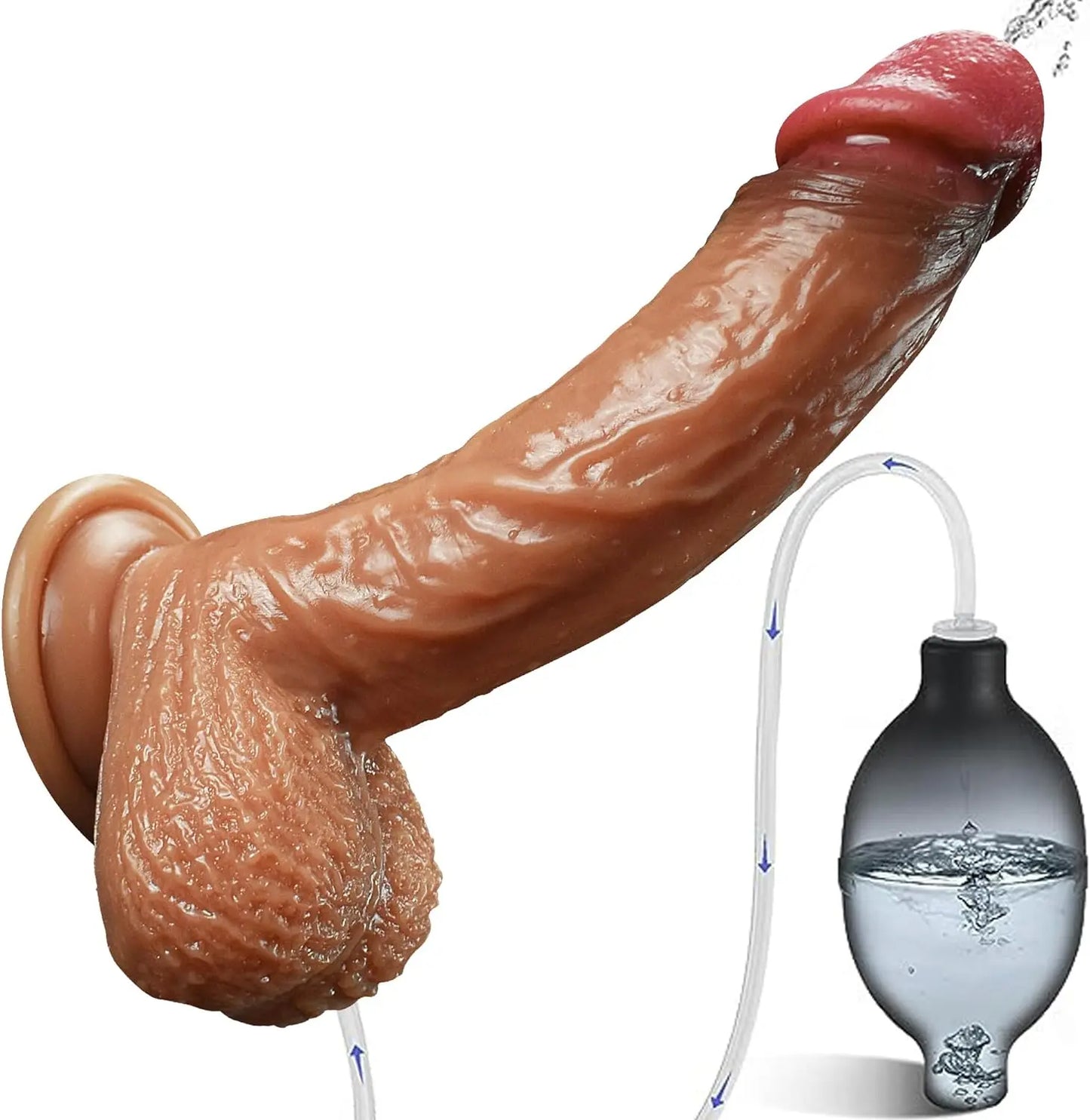 Realistic Squirting Dildo Silicone Ejaculating Dildo. 8.46 Lifelike Suction Cup Dildo for Hands Free Play. Soft Dildo with Curved Shaft and Balls. Adult Sex Toys for Women G Spot and Anal Prostate - buysextoyth