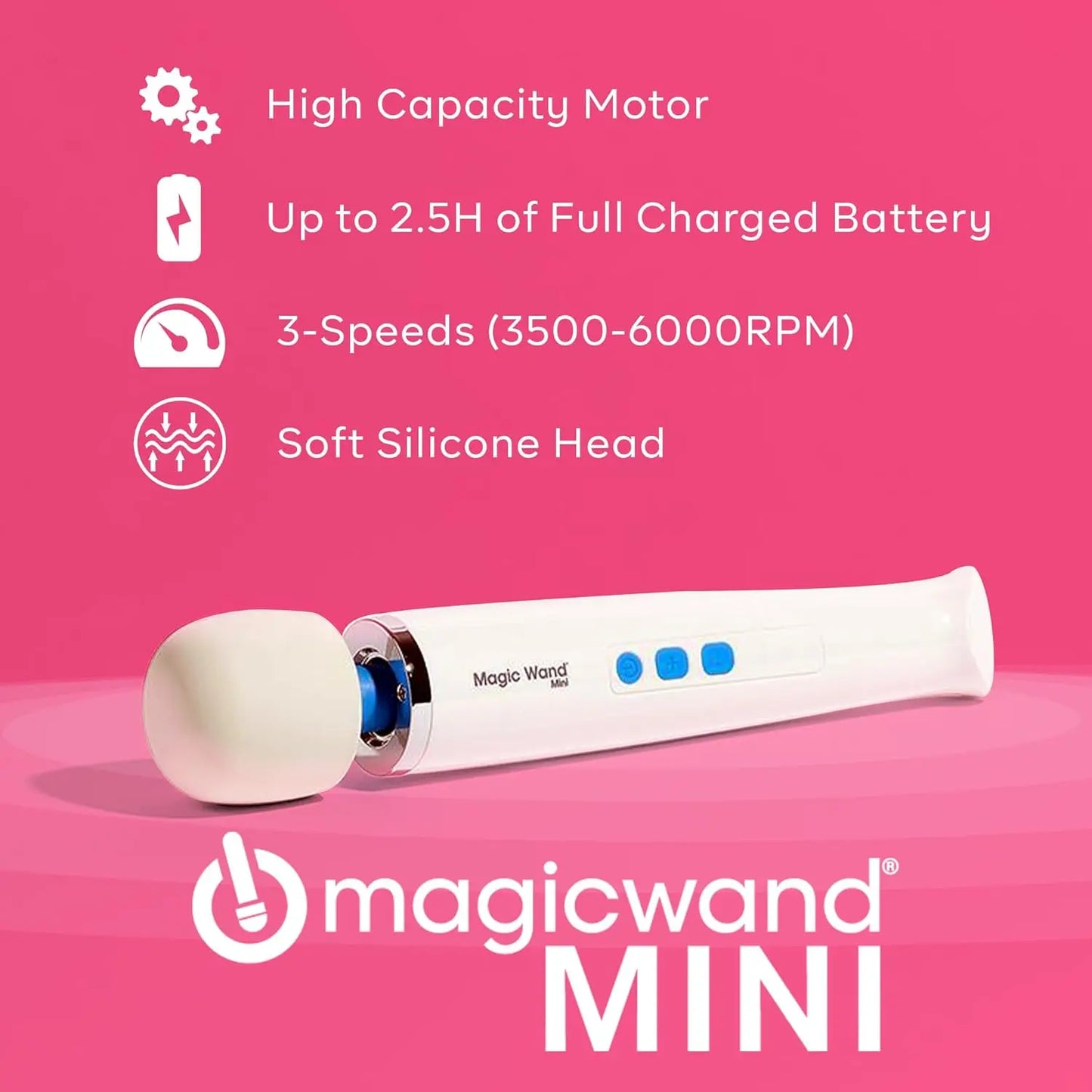 Magic Wand Mini HV-135 - Cordless - Compact Multi-Speed with Soft Silicone Head & Flexible Neck - Personal Massagers for Women. Neck. Hand. Back. Muscle. and Head Massager - buysextoyth
