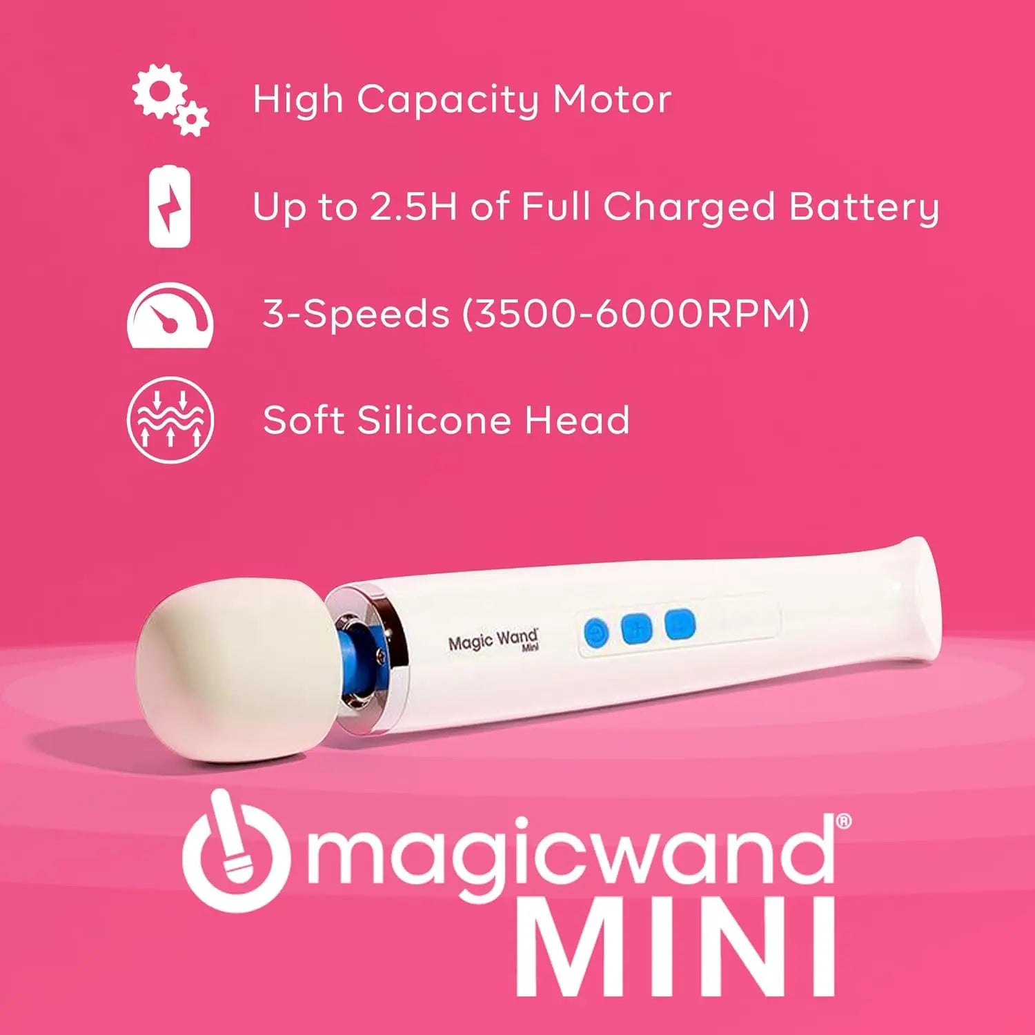 Magic Wand Mini HV-135 - Cordless - Compact Multi-Speed with Soft Silicone Head & Flexible Neck - Personal Massagers for Women. Neck. Hand. Back. Muscle. and Head Massager - buysextoyth