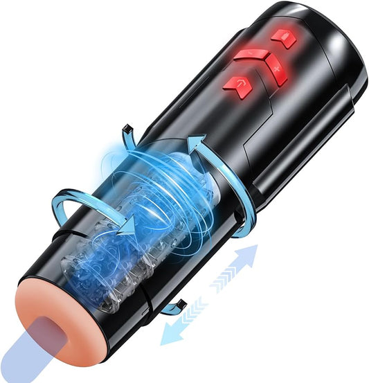 Sex Toy Male Masturbators Cup: Automatic Adult Toys with Rotating & Thrusting Hand Free Pocket Pussy Stroker with Realistic Silicone Sleeve - Erotic Penis Games for Man Electric Men Blowjob Machine - buysextoyth