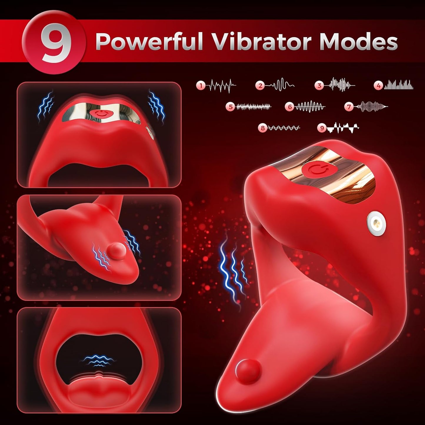 Vibrating Cock Ring Sex Toys for Men. Penis Ring Tongue Design with 9 Vibration Modes. Adult Toys Vibrator with APP Control. Male Couples Sex Toys Clitoral Vibrator. Adult Sex Toys & Games for Couple - buysextoyth