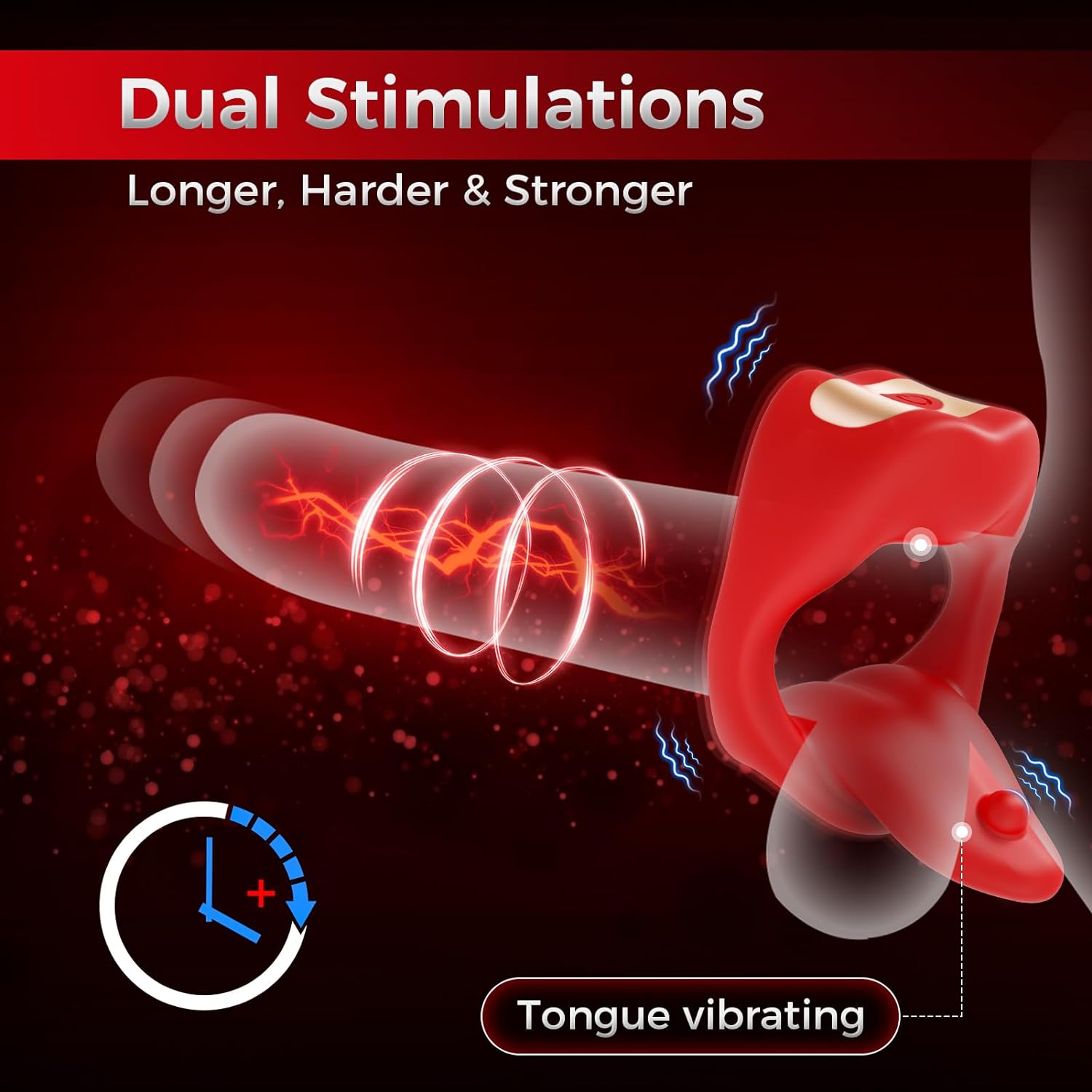 Vibrating Cock Ring Sex Toys for Men. Penis Ring Tongue Design with 9 Vibration Modes. Adult Toys Vibrator with APP Control. Male Couples Sex Toys Clitoral Vibrator. Adult Sex Toys & Games for Couple - buysextoyth