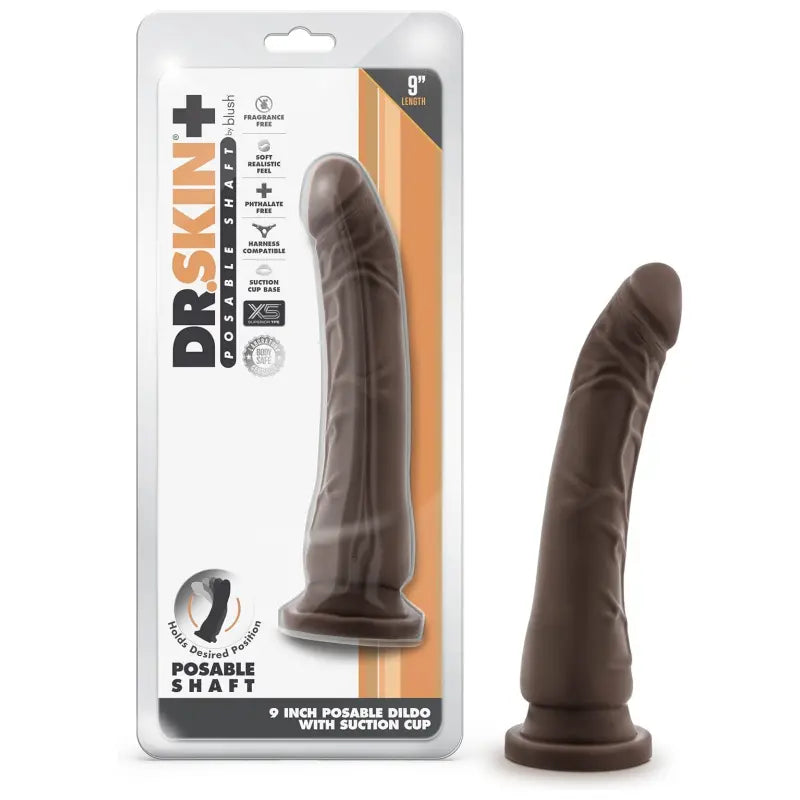 Blush Dr. Skin Plus Realistic Triple Density Posable Dildo - 9 Inch Length 2 Inch Width - Sturdy Firm Suction Cup Base for Hands Free Play and Harness Compatible - Sensa Feel Real Feel - Sex Toy - buysextoyth