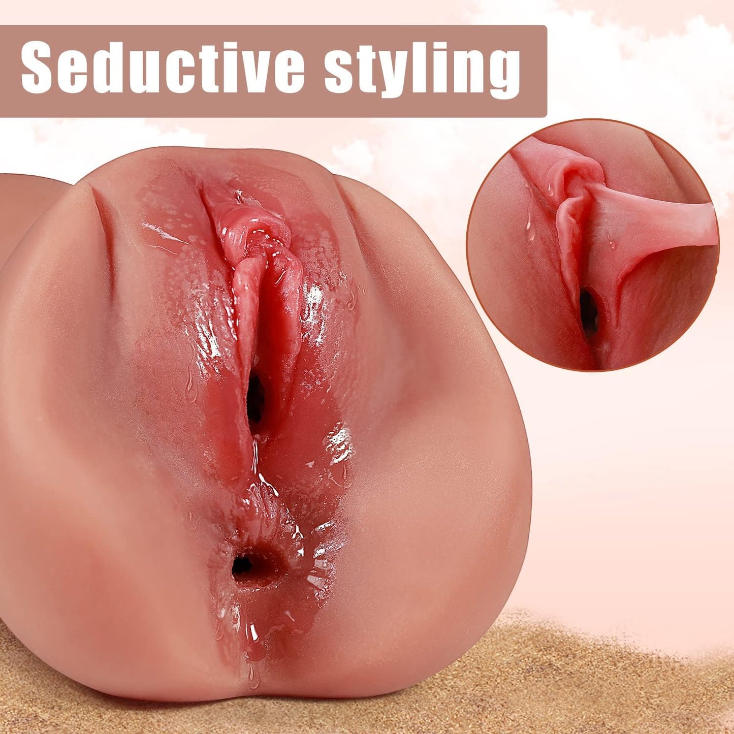 2 in 1 Male Masturbators with 3D Realistic Textured Pocket Pussy and Tight Anus Sex Stroker.Sex toys Adult Toy.Men's Blowjob Anal Play - buysextoyth