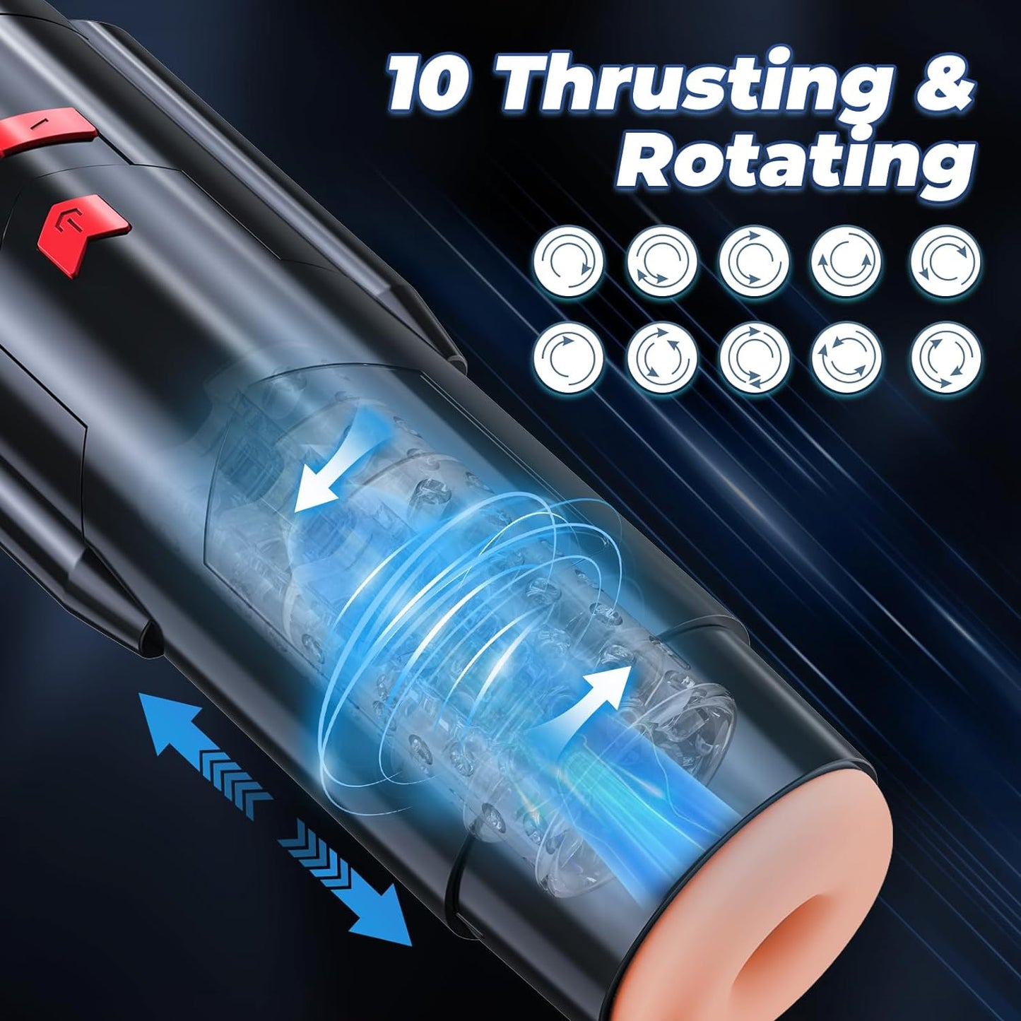 Sex Toy Male Masturbators Cup: Automatic Adult Toys with Rotating & Thrusting Hand Free Pocket Pussy Stroker with Realistic Silicone Sleeve - Erotic Penis Games for Man Electric Men Blowjob Machine - buysextoyth