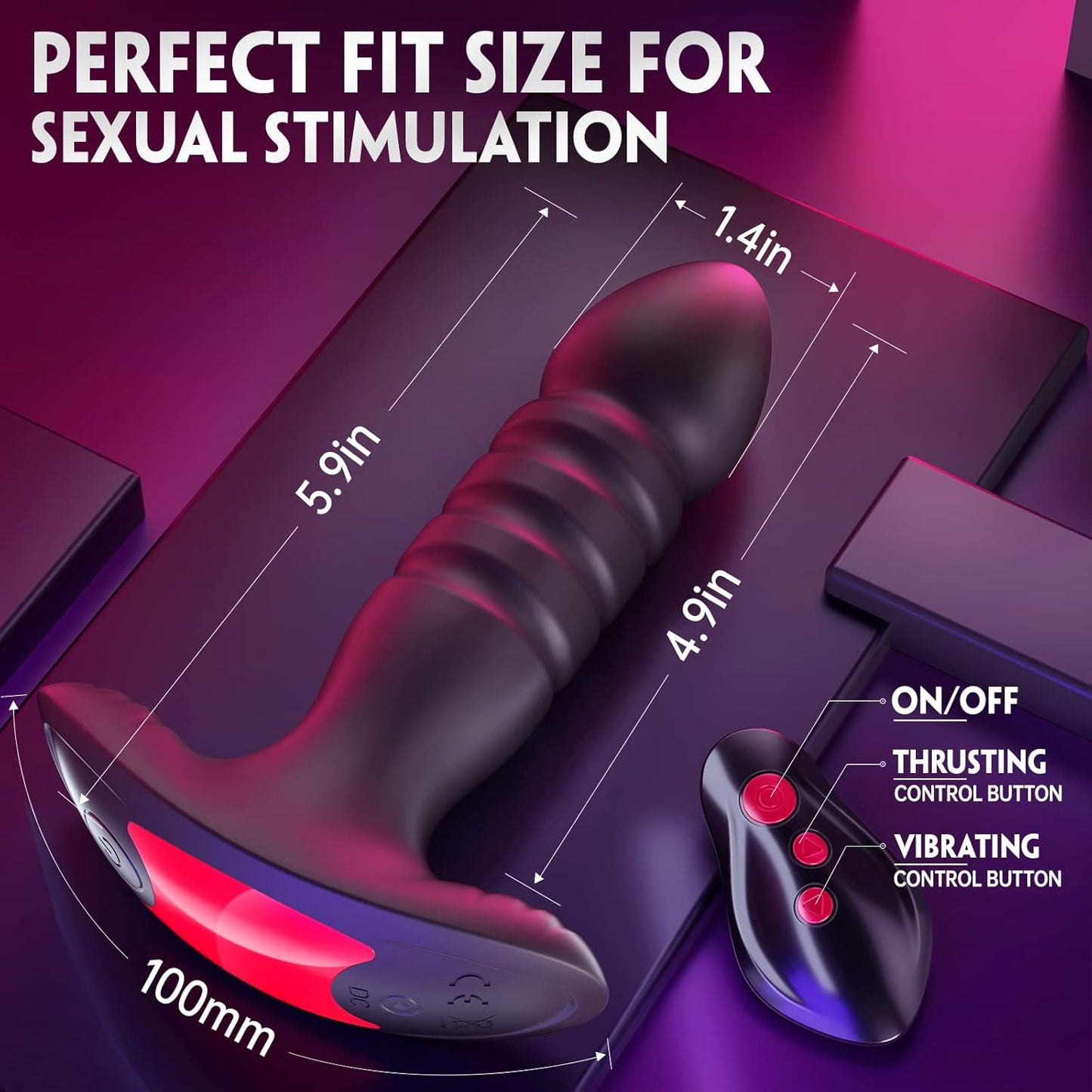 Anal Plug Vibrator with App Control Sex Toy for Men Women - Prostate Massager with 7 Thrusting & Vibrating Modes Adult Anal Vibrator Butt Stimulator Plug for Male Female (Black) - buysextoyth