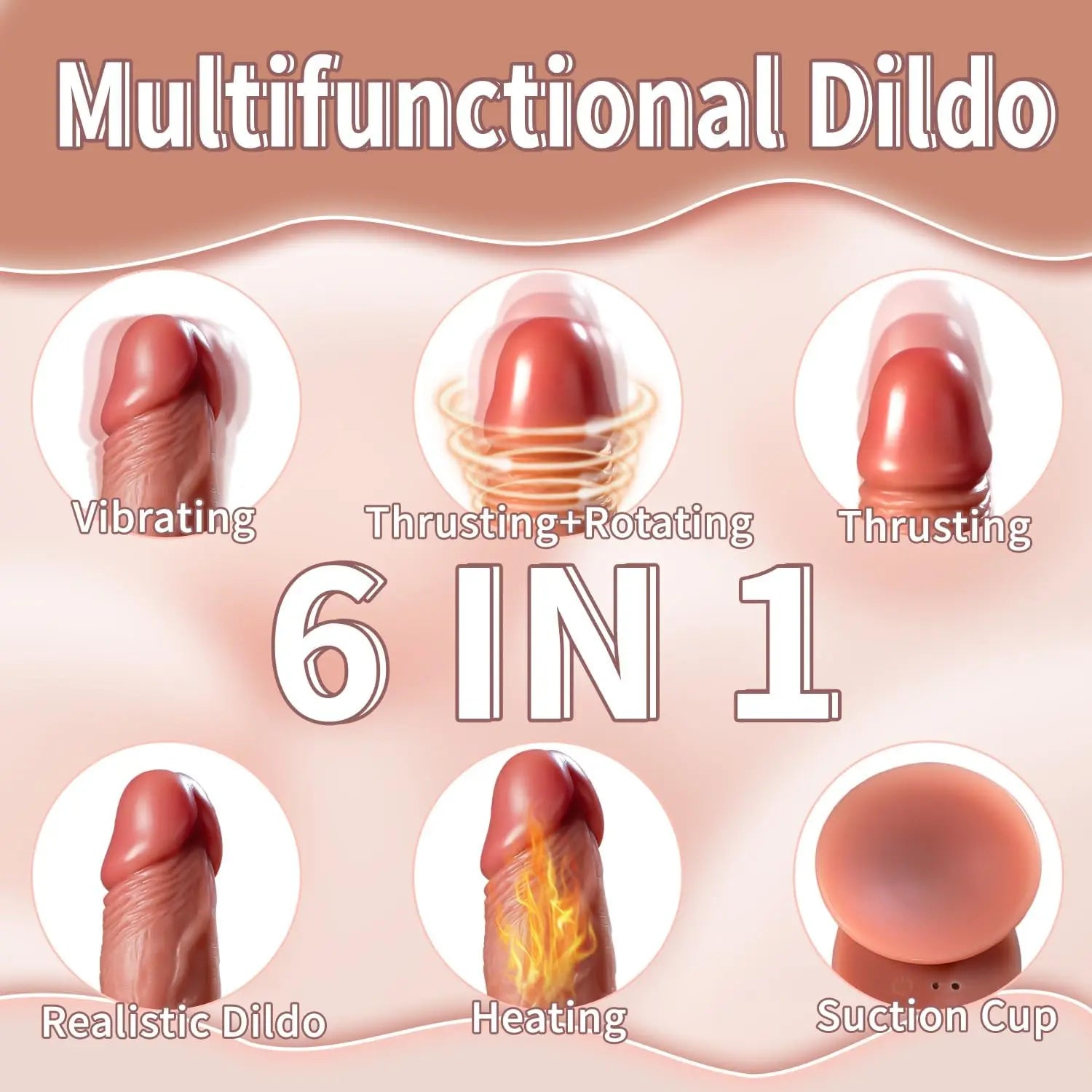 Realistic Dildo Vibrator APP Remote Control Adult Sex Toy Suction Cup 9 Vibrations 3 Thrusting Rotating Swing Heating Modes for 18+ Women - buysextoyth
