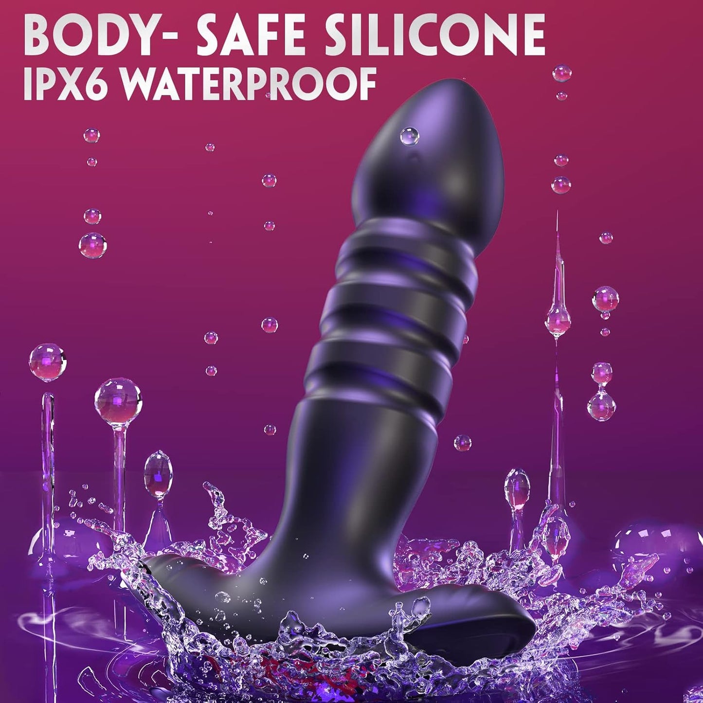 Anal Plug Vibrator with App Control Sex Toy for Men Women - Prostate Massager with 7 Thrusting & Vibrating Modes Adult Anal Vibrator Butt Stimulator Plug for Male Female (Black) - buysextoyth