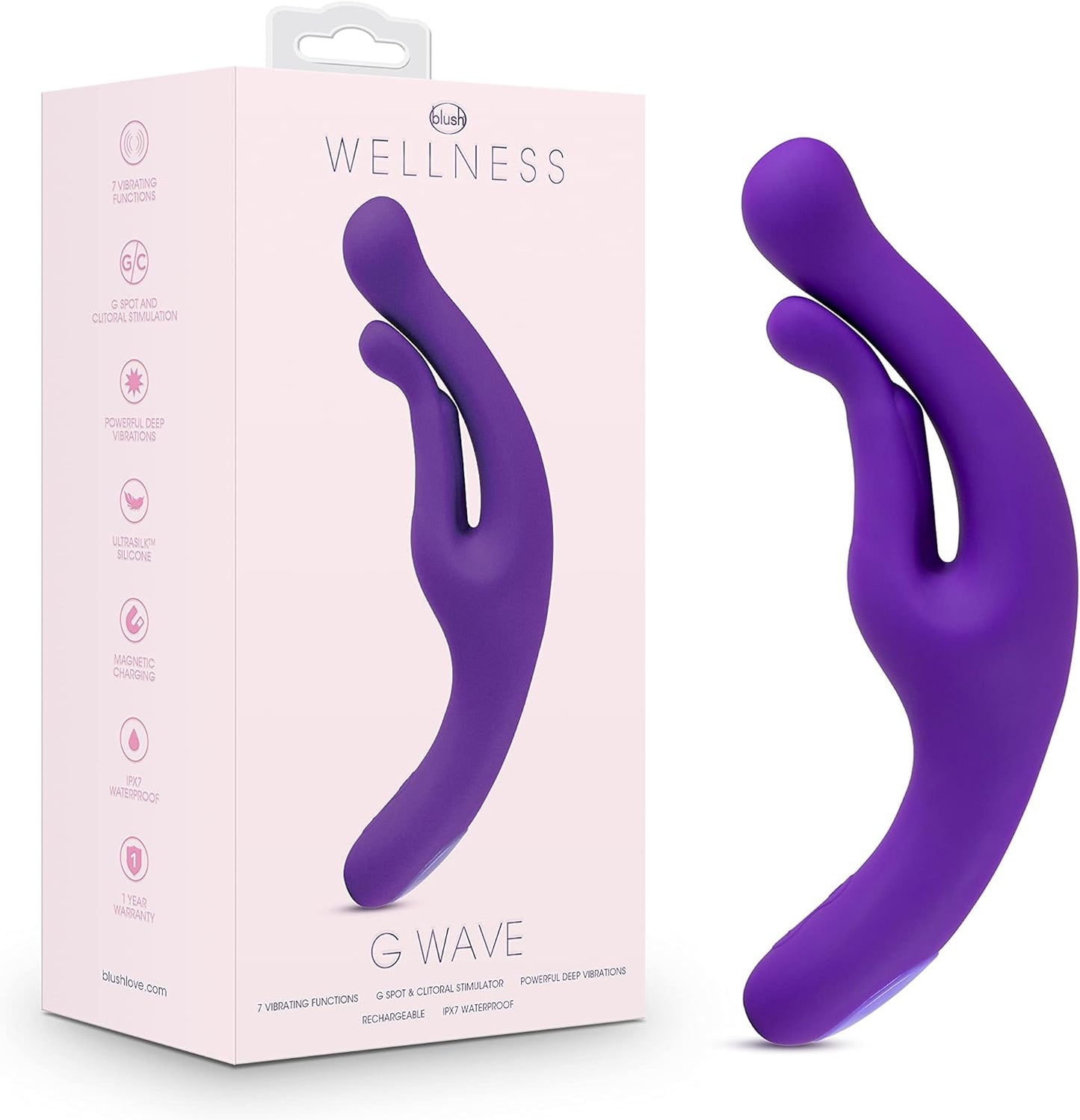 Blush Wellness Dual Sense - Innovative Touch Sensitive Ultra Soft Silicone Massage Wand - Target Sore Muscles- 10 Powerful Rumbly Vibration Functions On Both Ends of Massager - IPX7 Waterproof - buysextoyth