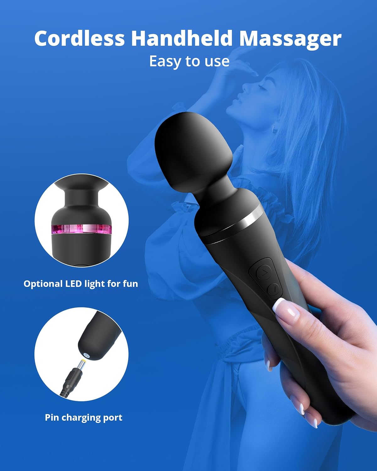 LOVENSE Domi 2 Wand Massager for Women Men. Classic Wand Vibrator. Powerful Stimulator with Dual Rotating Head. Bluetooth App Controlled. Customizable Vibrations Partner Play - buysextoyth