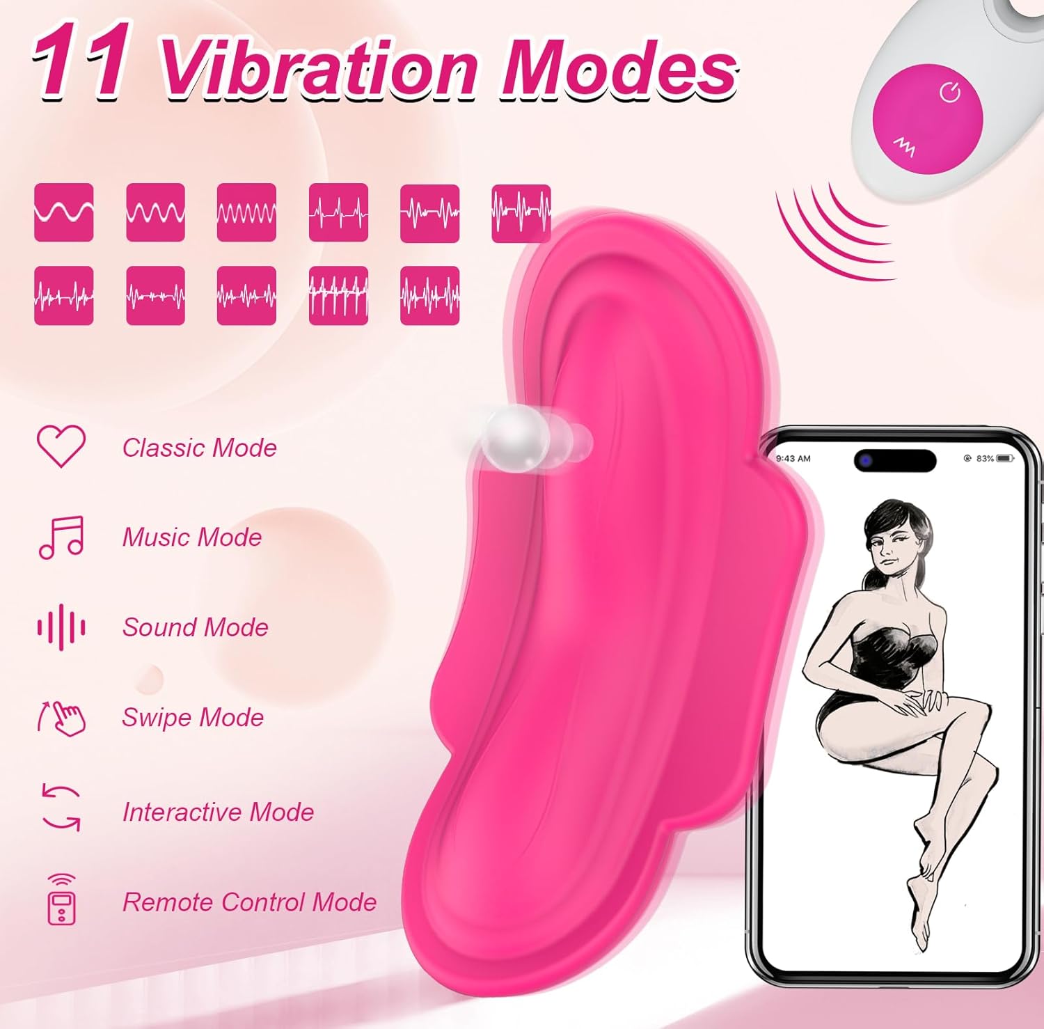 Wearable Panty APP Remote Control Vibrators Adult Sex Toys for Women or Couples. Clitoral Mini Egg Bullet Butterfly Vibrator Rose Toy. G Spot Dildo Vagina Stimulator with Tongue Licking Sex Machine - buysextoyth