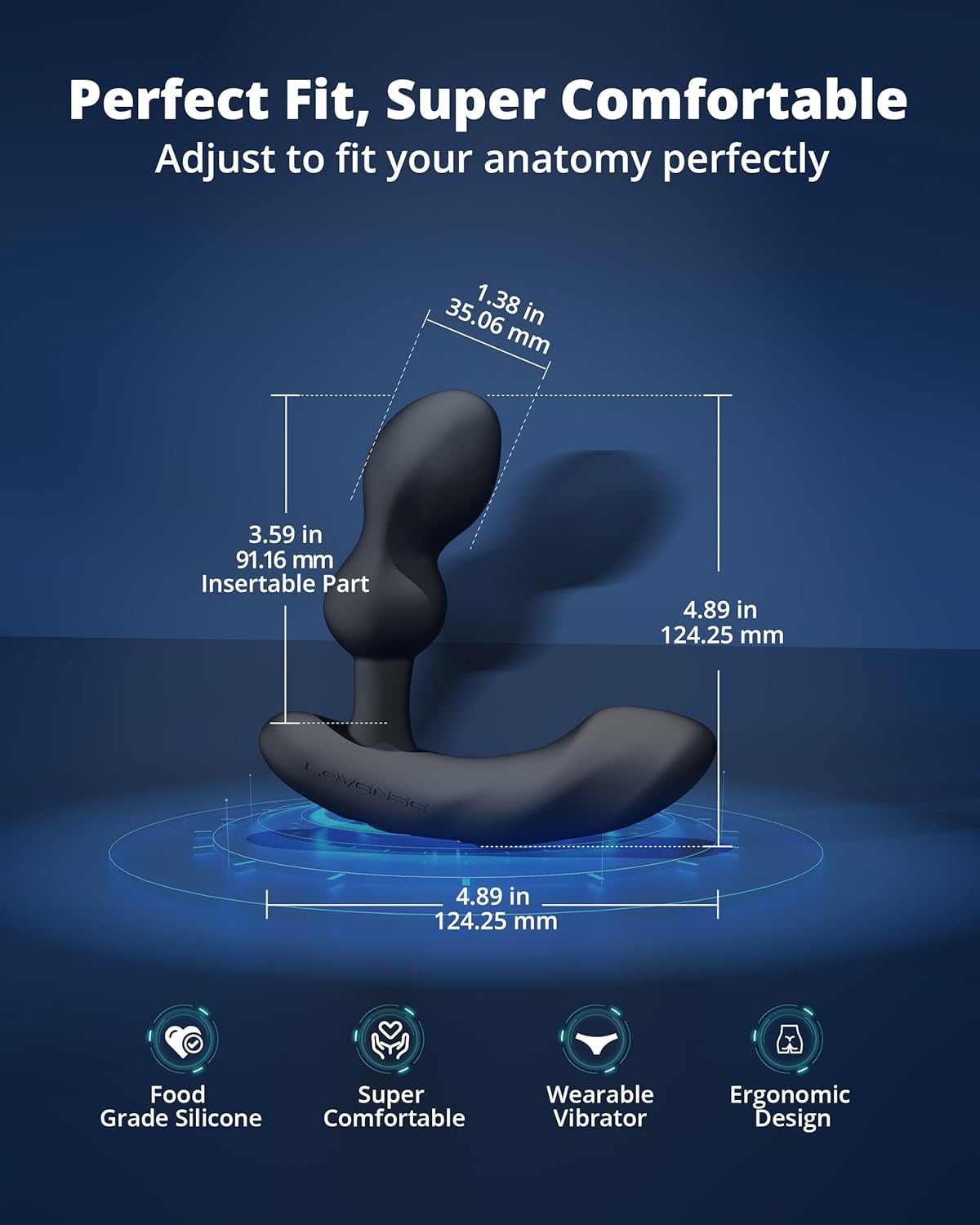 LOVENSE Edge 2 Prostate Massager Vibrator Sex Toys for Men. APP Remote Control Vibrating Butt Plug with Powerful Vibrations Adult Sex Toys & Games for Beginner Advanced Player - buysextoyth