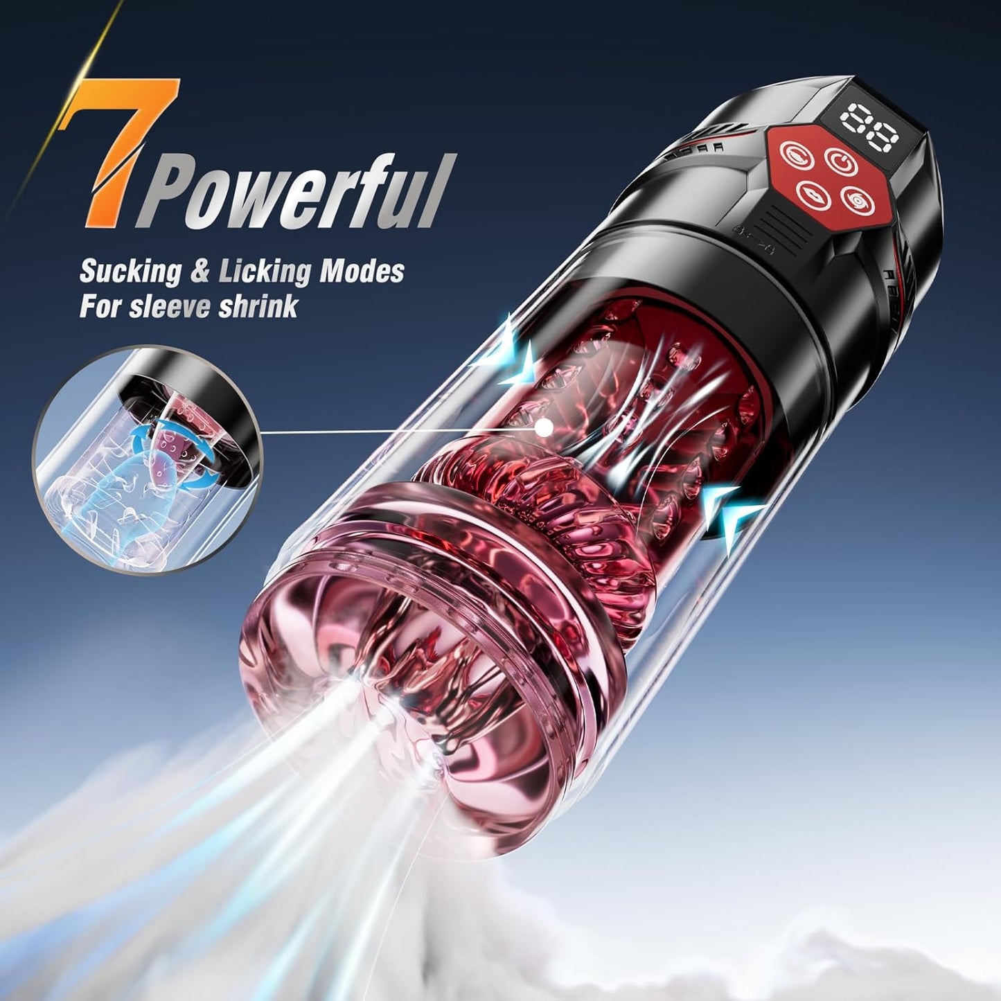 Male Masturbator Penis Pump - Male Sex Toys for Men with Upgrade 12 S Vacuum Pump & 7 Thrusting Rotating Vibrating Sucking Licking LCD Adult Toys Mens Sex Toys Pumps & Enlargers - buysextoyth