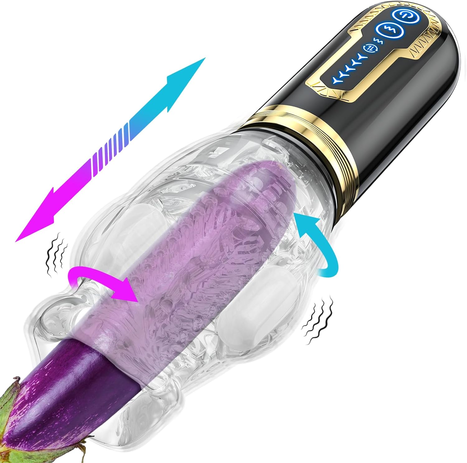Automatic Blowjob Male Masturbator. Adult Sex Toys for Men. 7 Vibrating & 5 Rotating & 5 Thrusting Modes with Penis Stimulation. Rotating Male Masturbation Pocket Pussy for Men Pleasure Realistic - buysextoyth