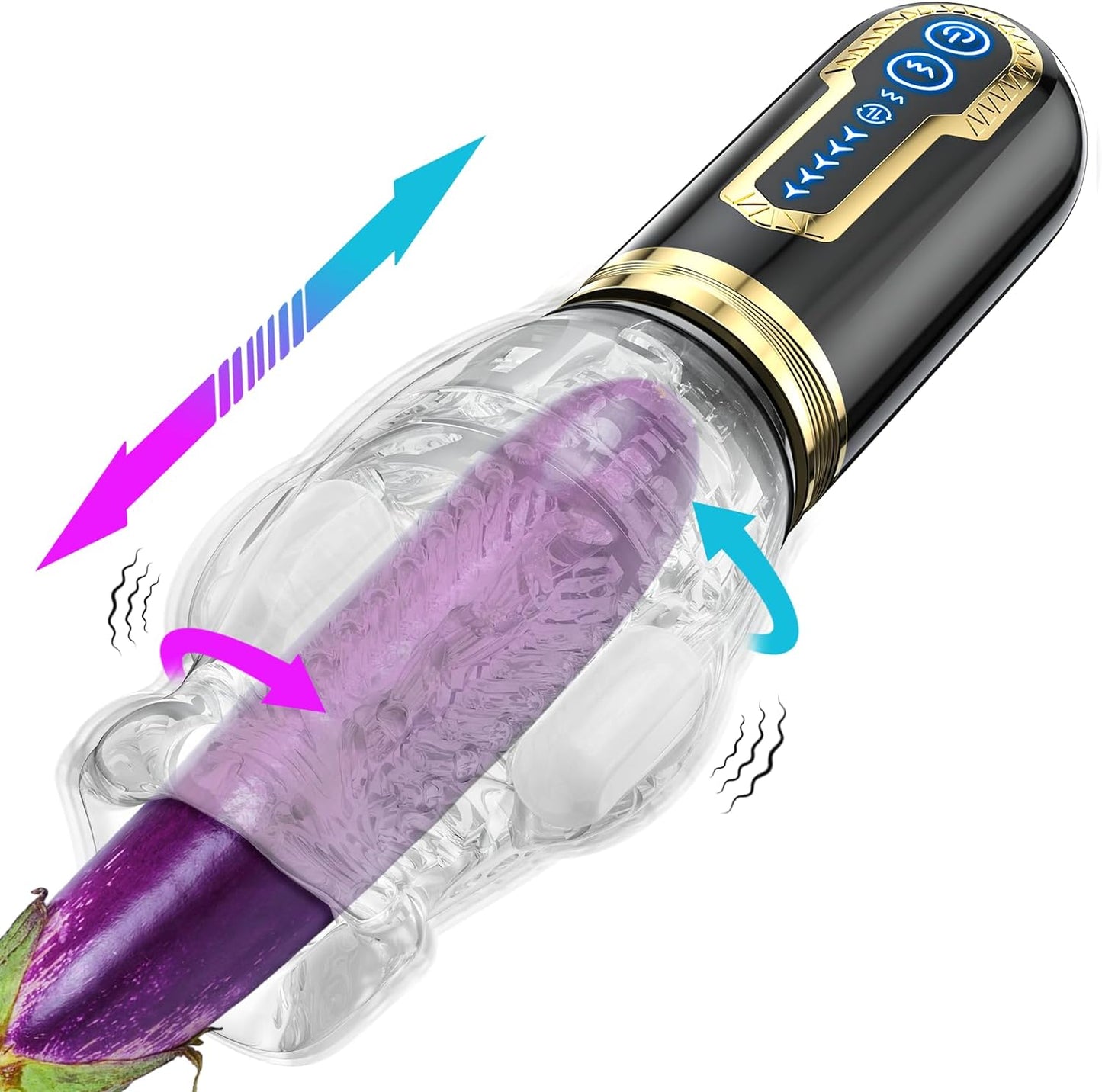 Automatic Blowjob Male Masturbator. Adult Sex Toys for Men. 7 Vibrating & 5 Rotating & 5 Thrusting Modes with Penis Stimulation. Rotating Male Masturbation Pocket Pussy for Men Pleasure Realistic - buysextoyth