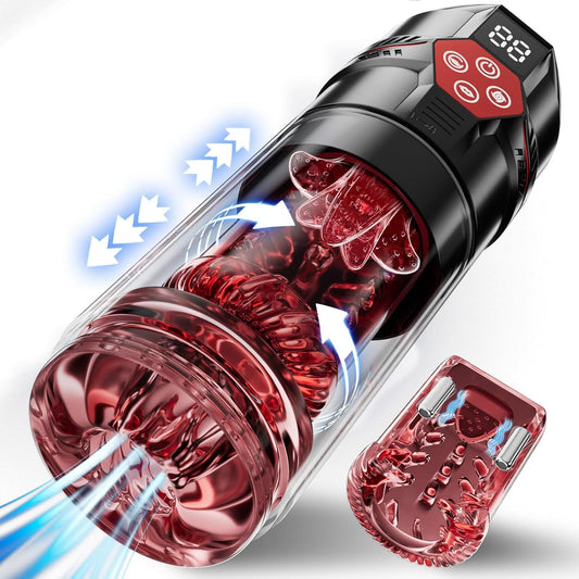 Male Masturbator Penis Pump - Male Sex Toys for Men with Upgrade 12 S Vacuum Pump & 7 Thrusting Rotating Vibrating Sucking Licking LCD Adult Toys Mens Sex Toys Pumps & Enlargers - buysextoyth
